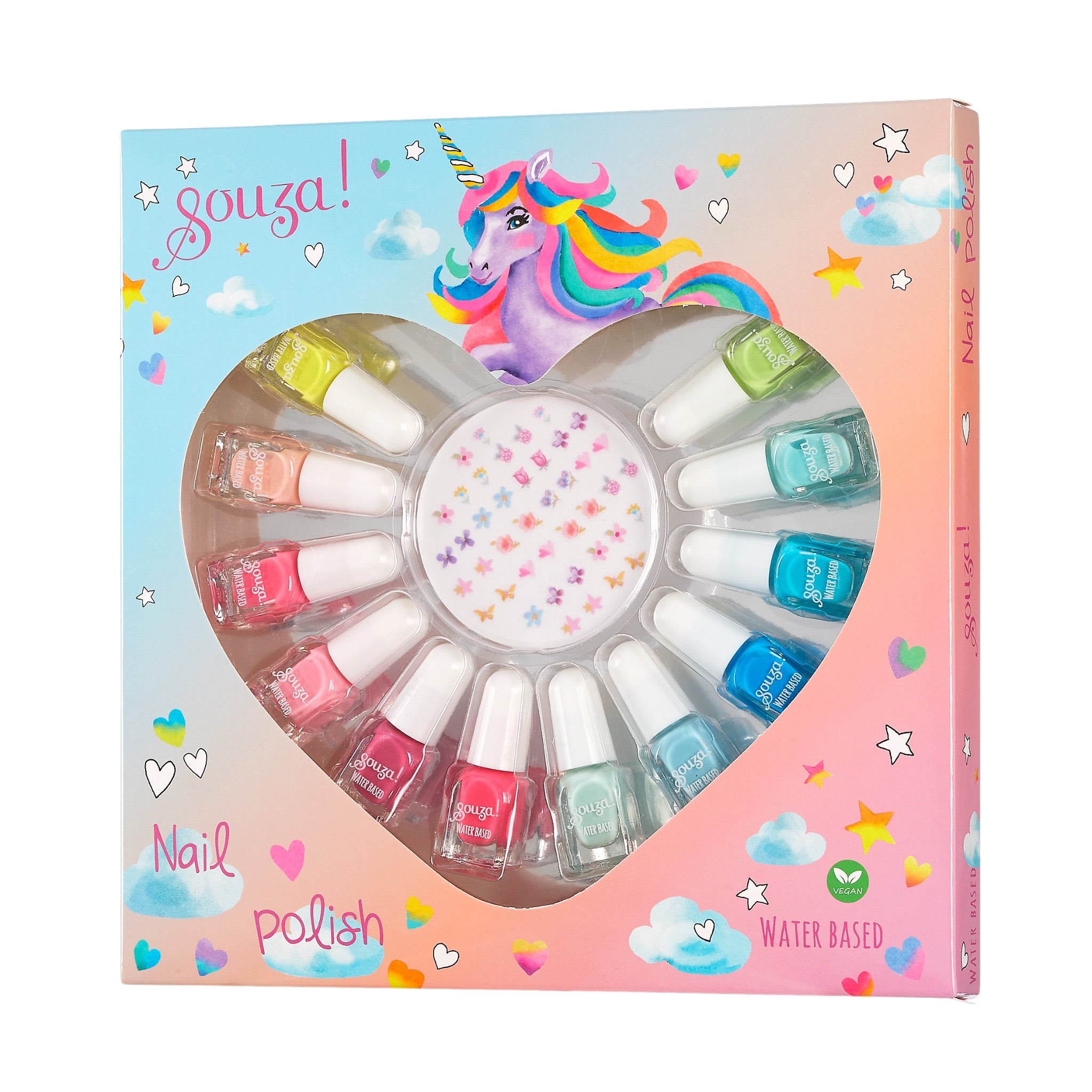 Unicorn Nail Polish Set (12 Colors + Stickers)