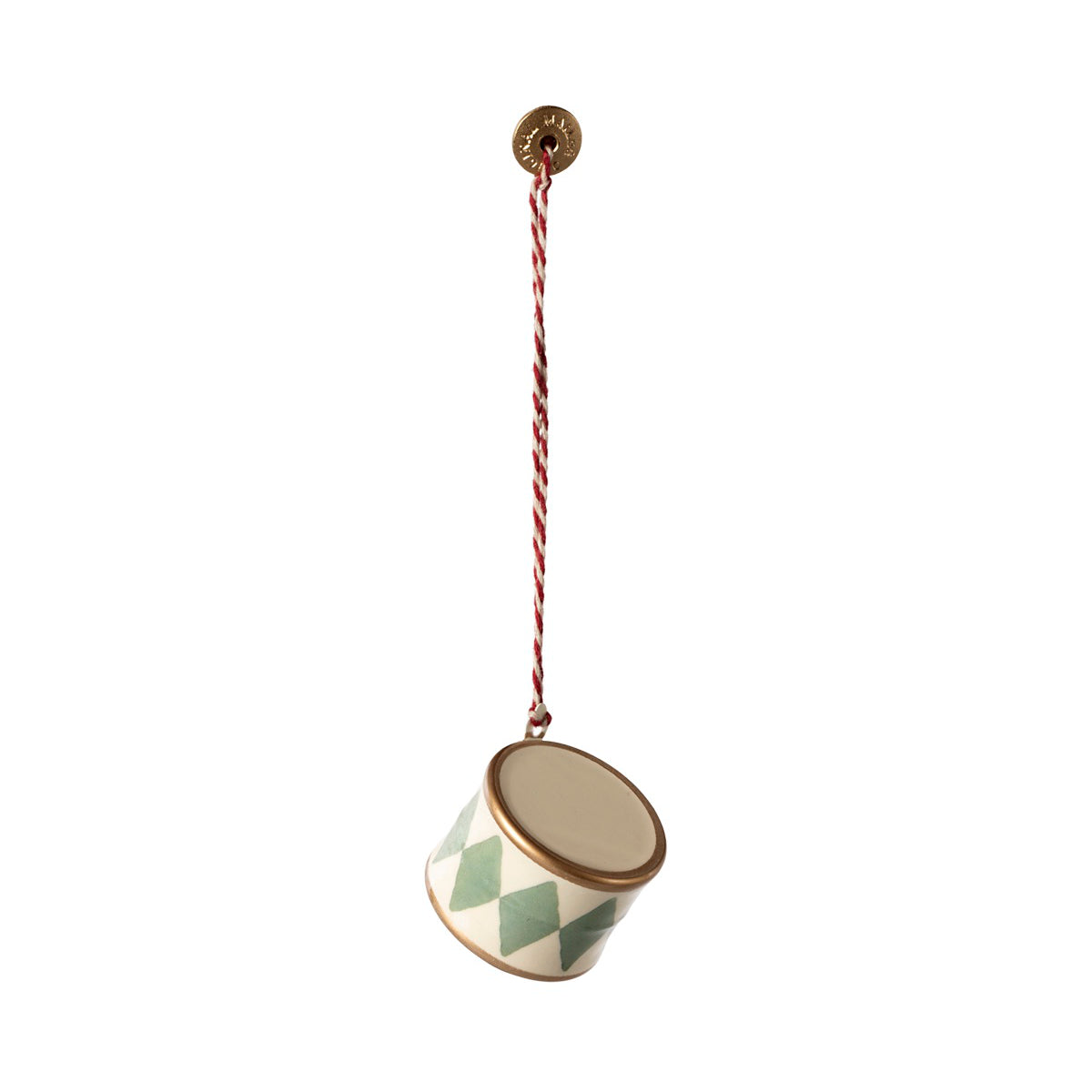 Christmas Ornament Metal Drum Small - Mint