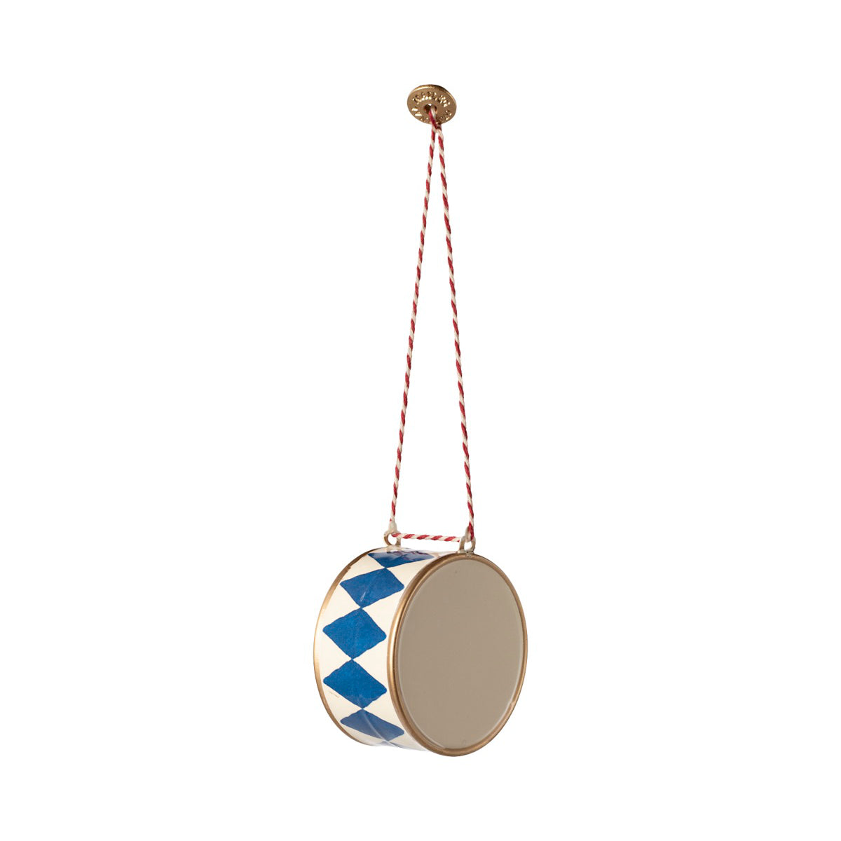 Metal Christmas Ornament, Large Drum - Blue