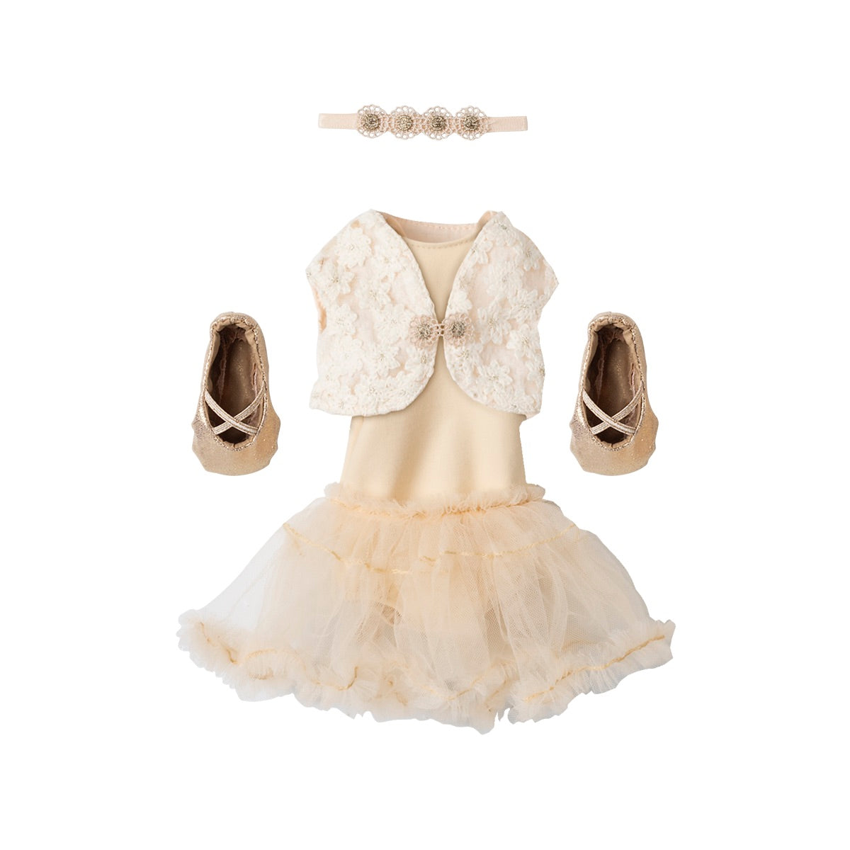 Vestiti per conigli, Taglia 3 - Tuta e gonna da ballerina panna