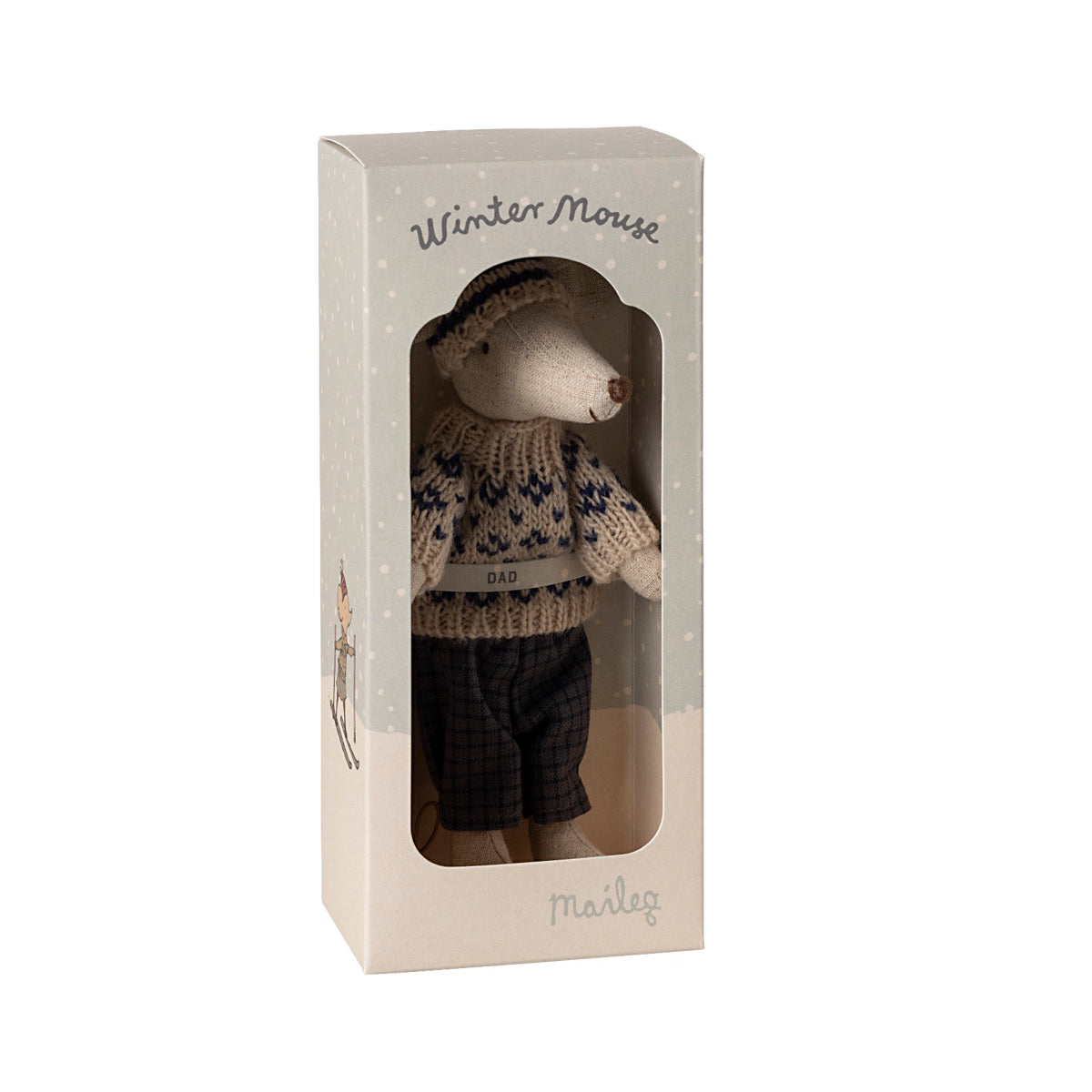 Winter Mouse with Skis, Dad - Blue