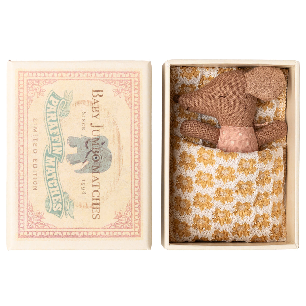 Sleepy wakey baby mouse in matchbox - Rose