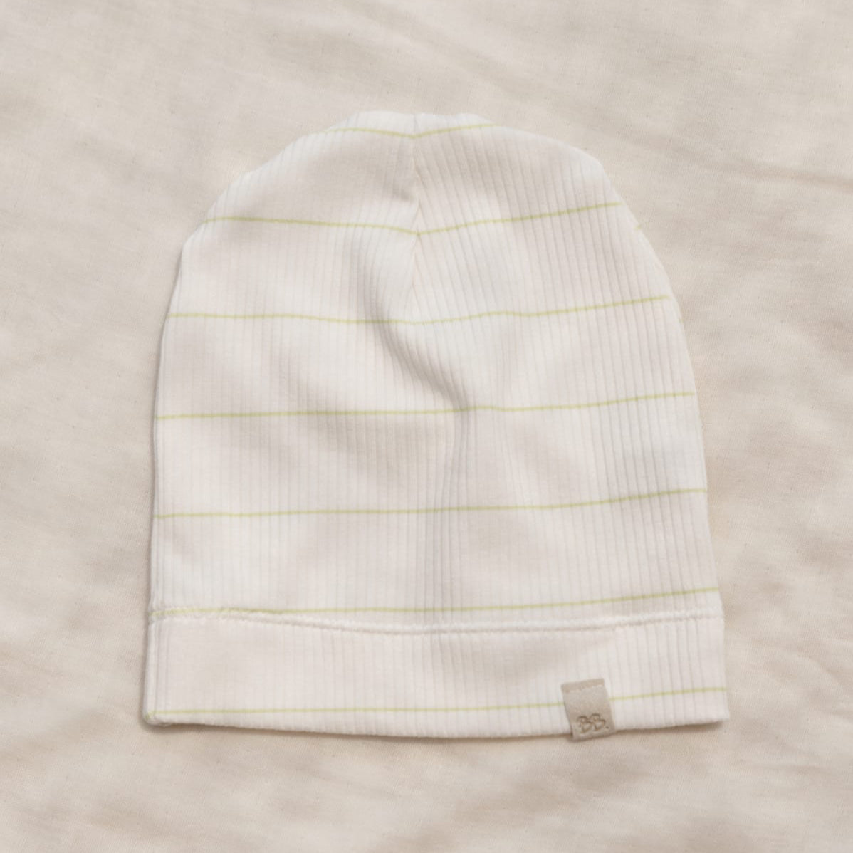 Organic bamboo beanie hat, Stripe lime