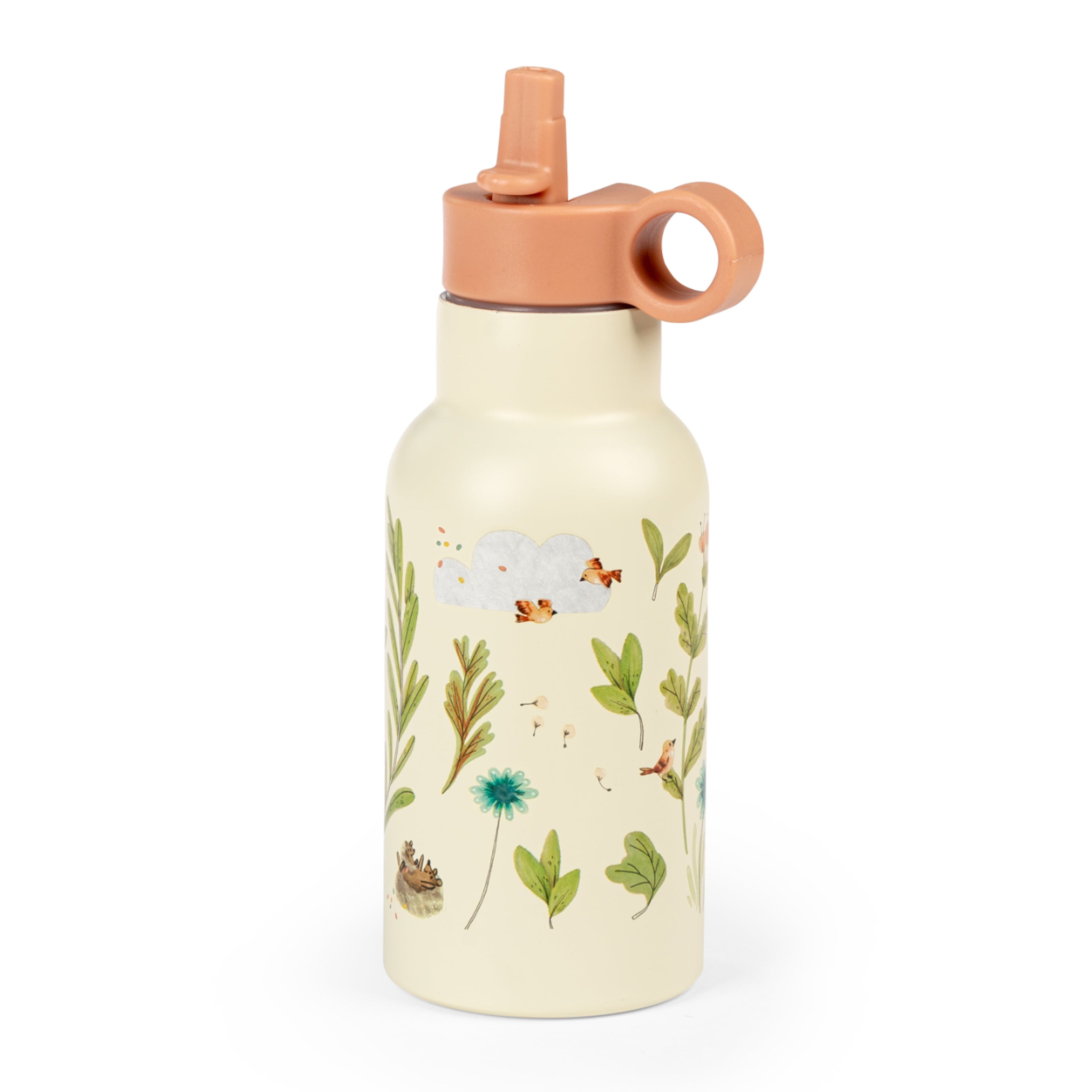 Stainless steel thermal water bottle with straw, Three little rabbits