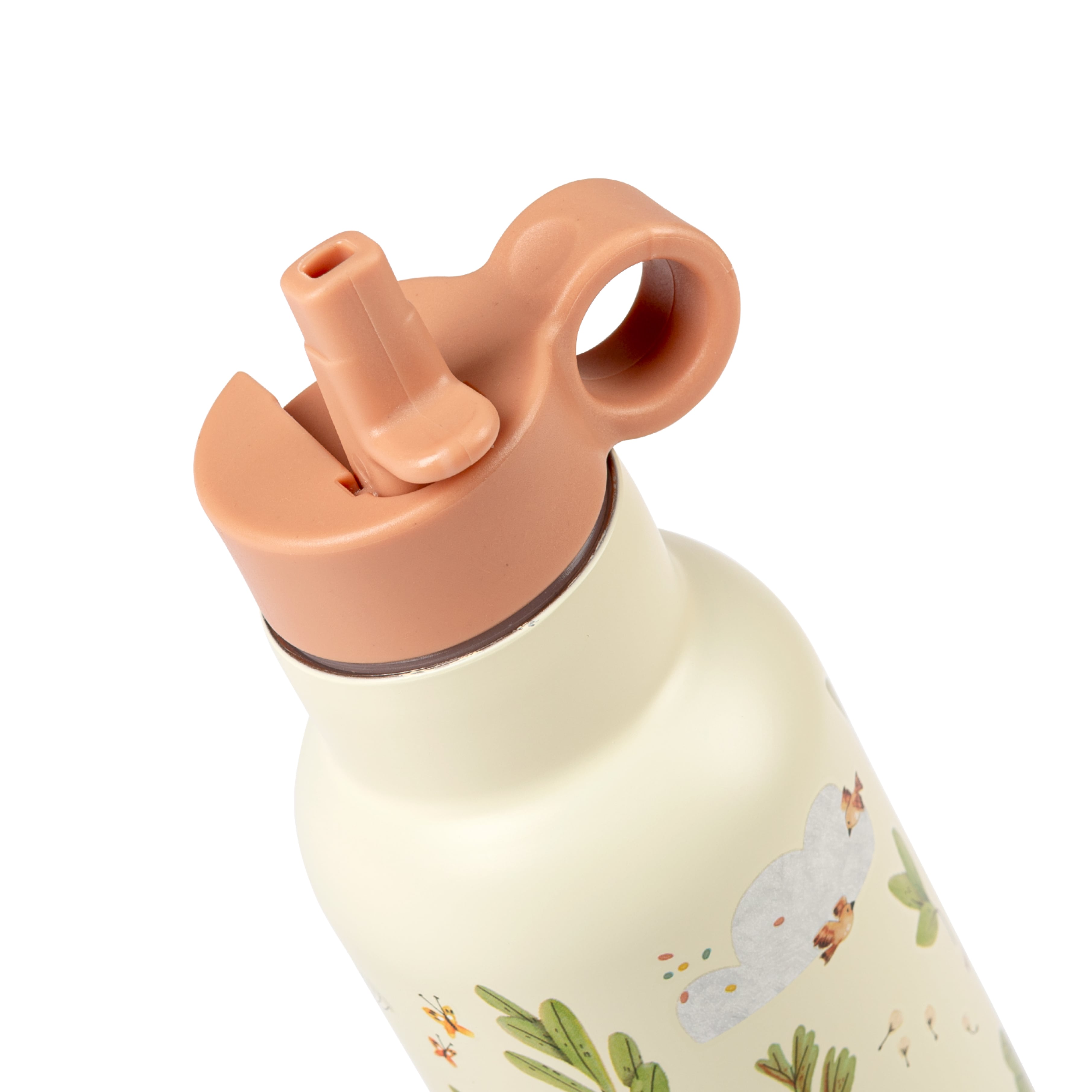 Stainless steel thermal water bottle with straw, Three little rabbits