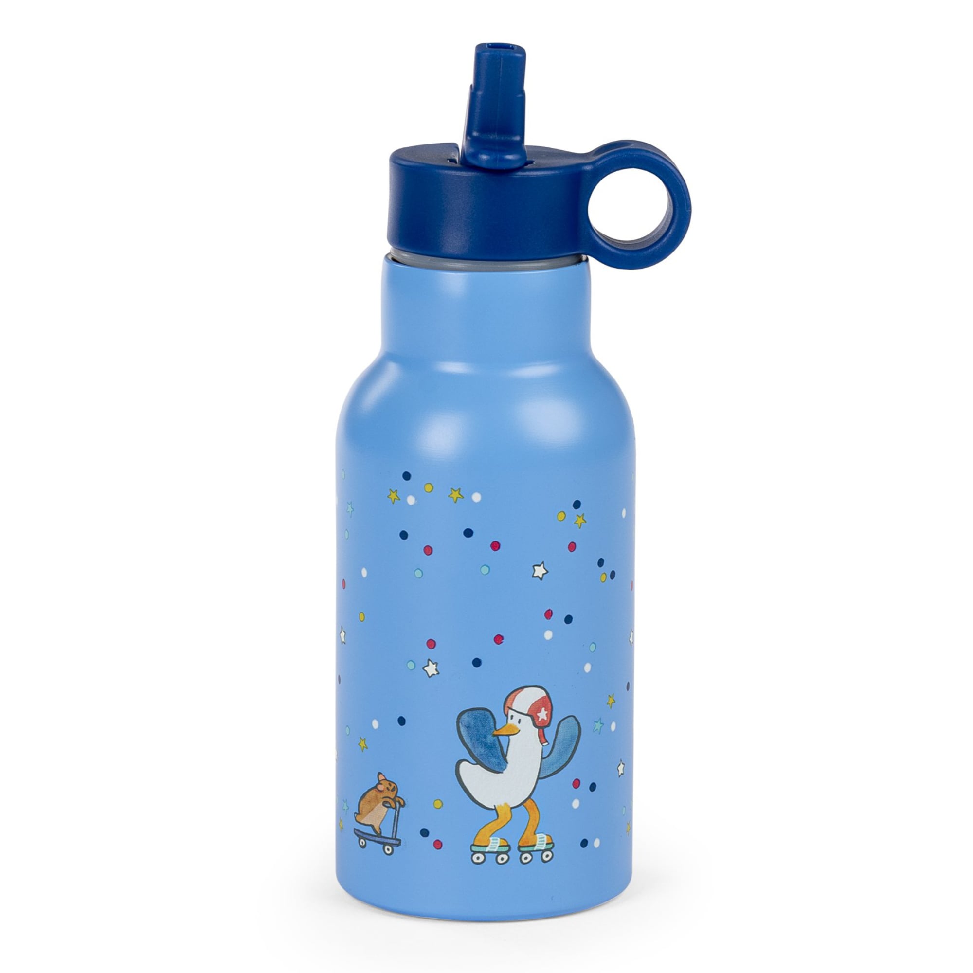 Stainless steel thermal bottle with straw, Puce and Pilou