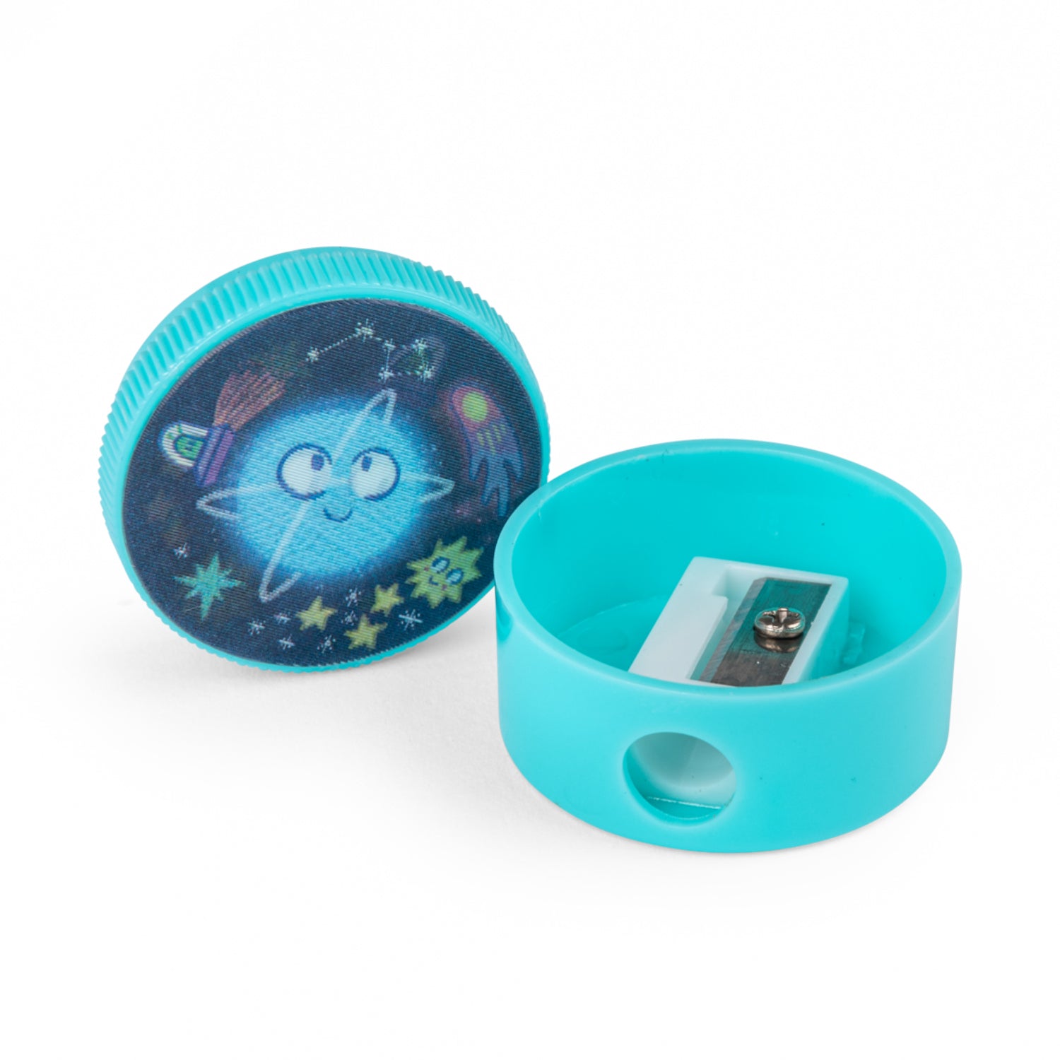 Blue lenticular pencil sharpener