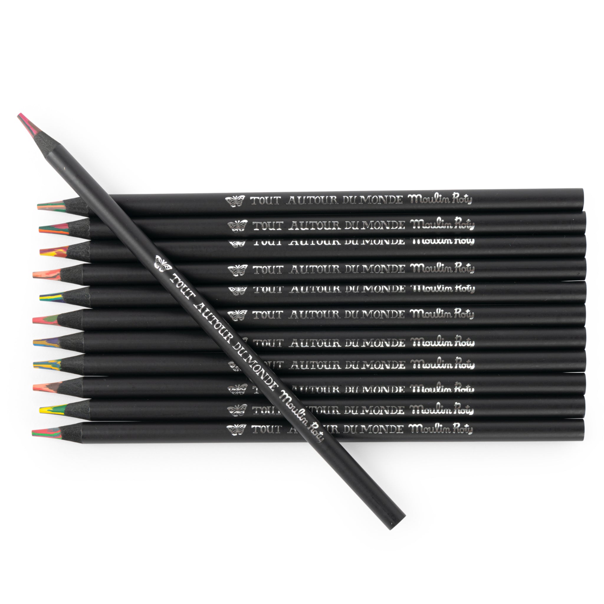 Metal box with 12 multi-colored pencils