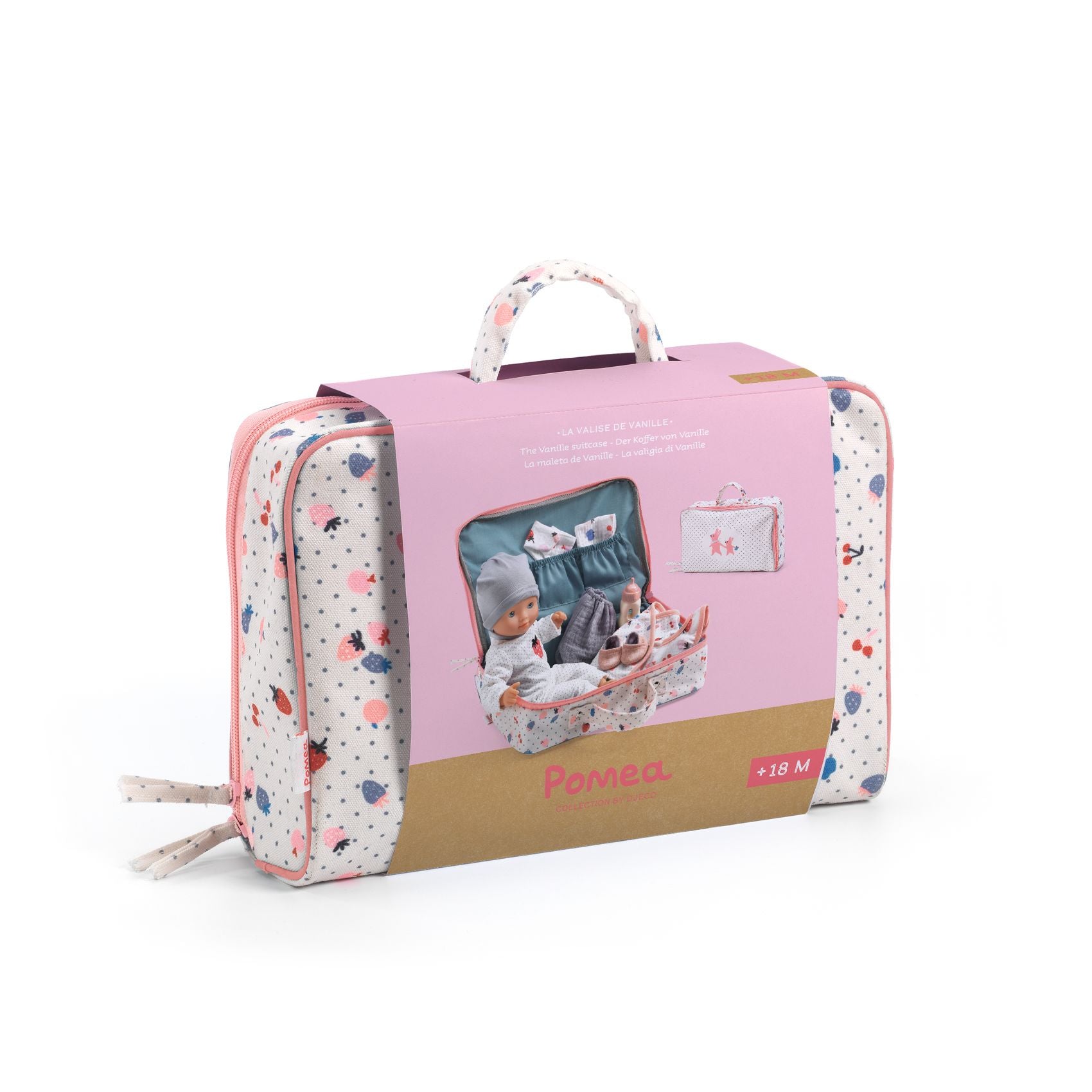 Baby doll, suitcase and accessories, Pomea Vanille