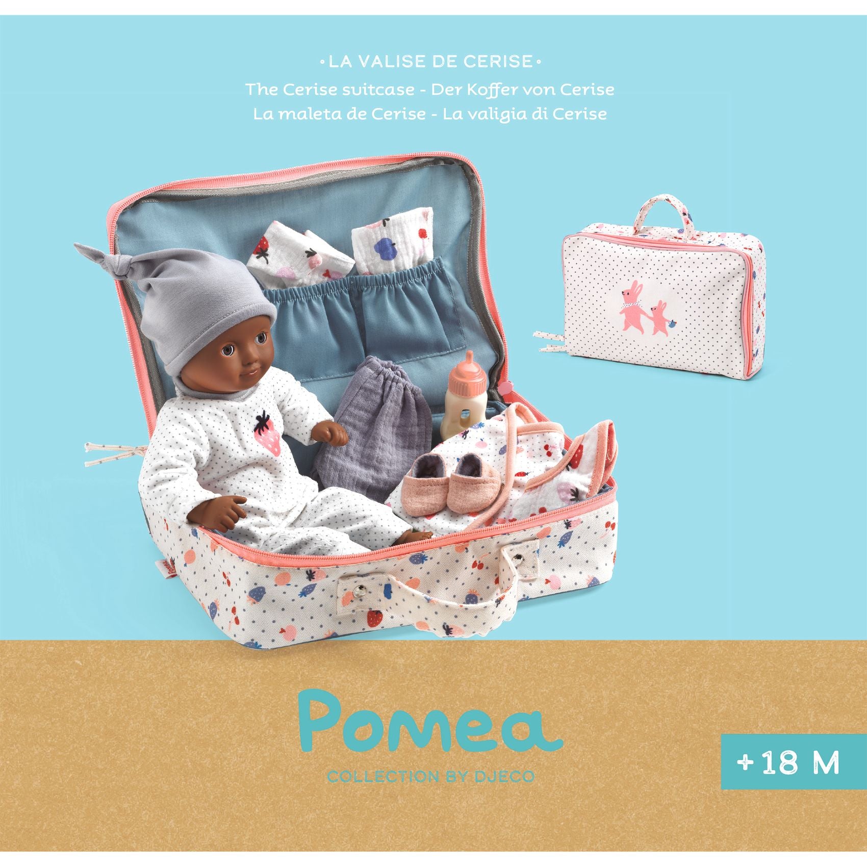 Baby Doll, Suitcase and Accessories, Pomea Cerise
