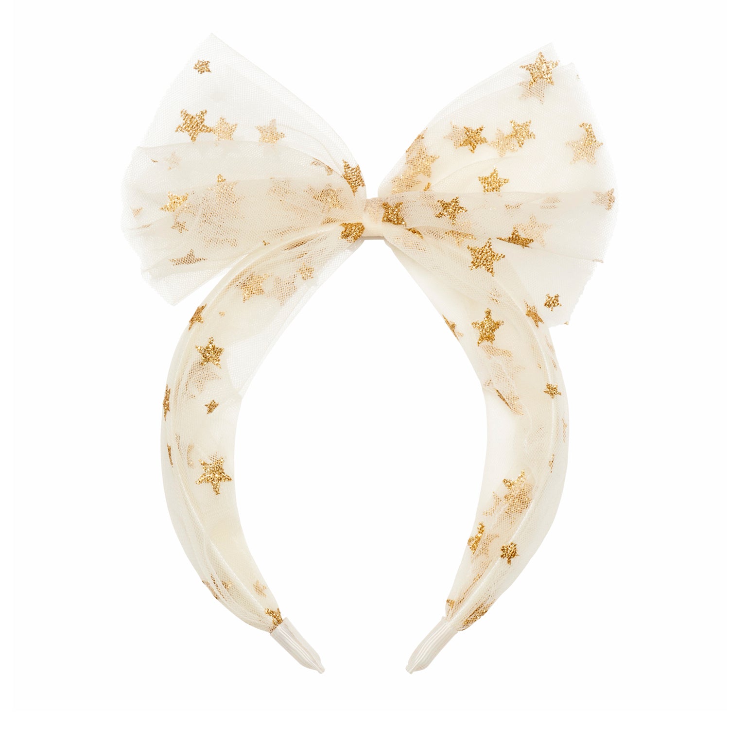 Girl's headband with golden tulle stars
