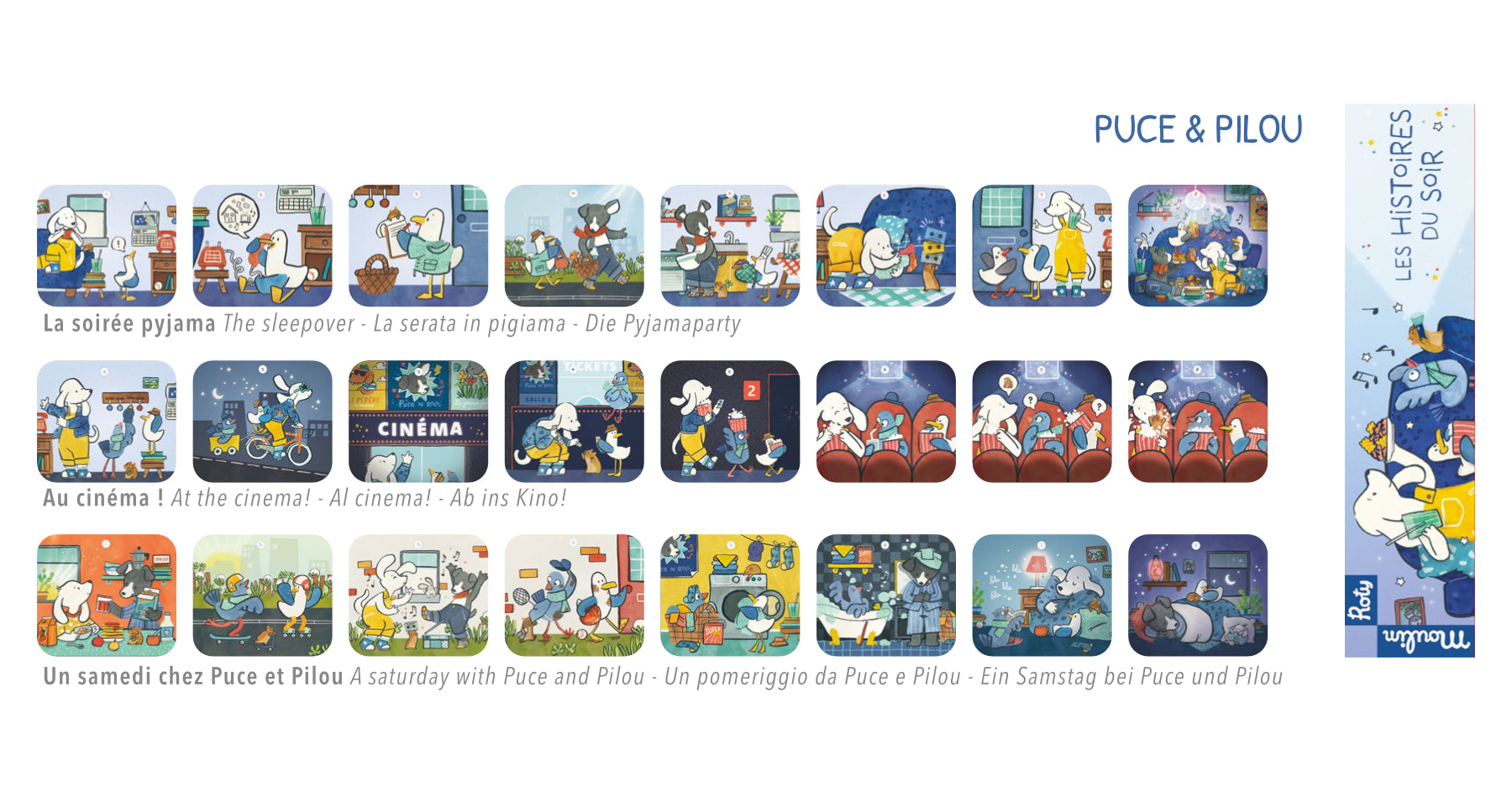 Lampada proietta storie della buonanotte, Puce e Pilou