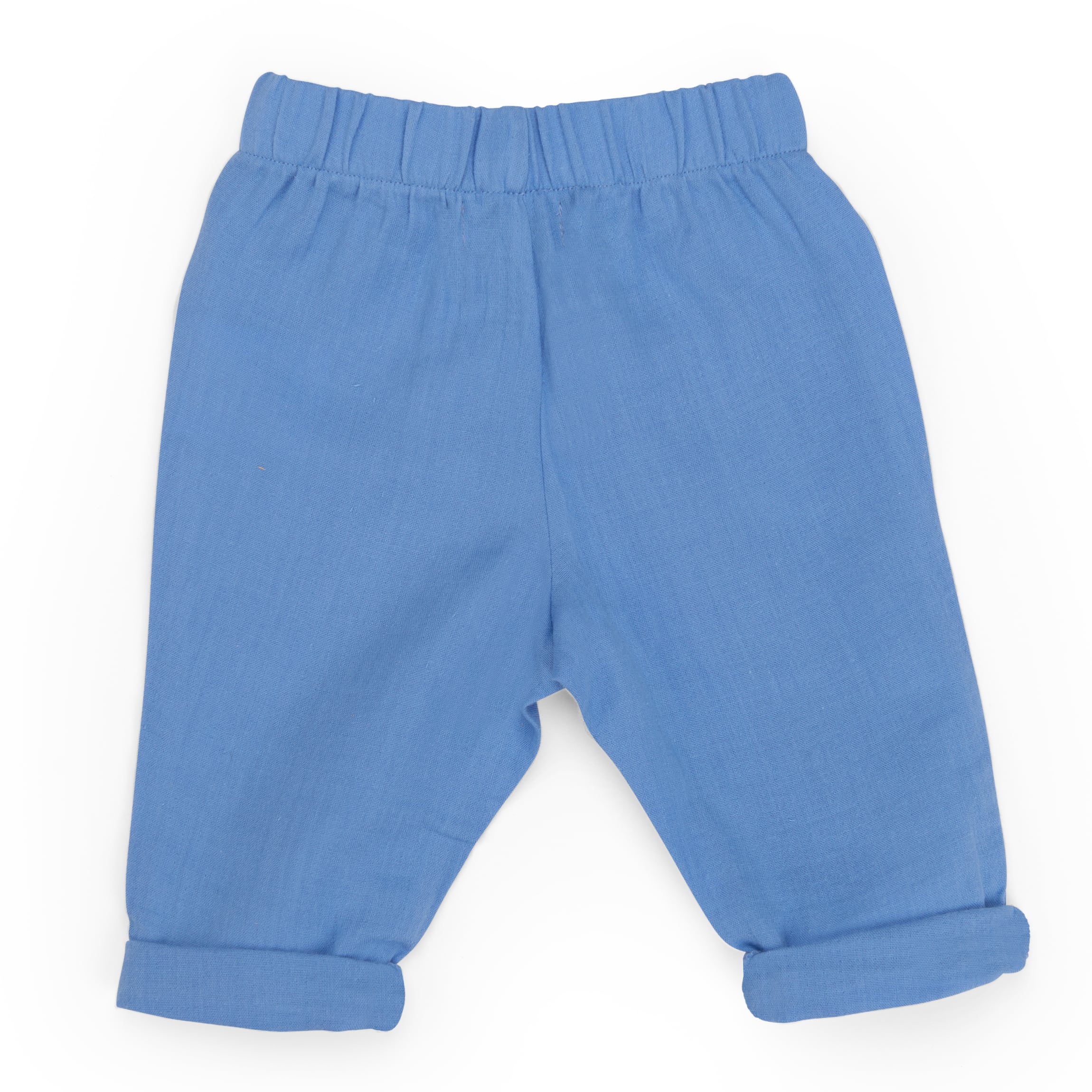Blue cotton muslin trousers, Livio