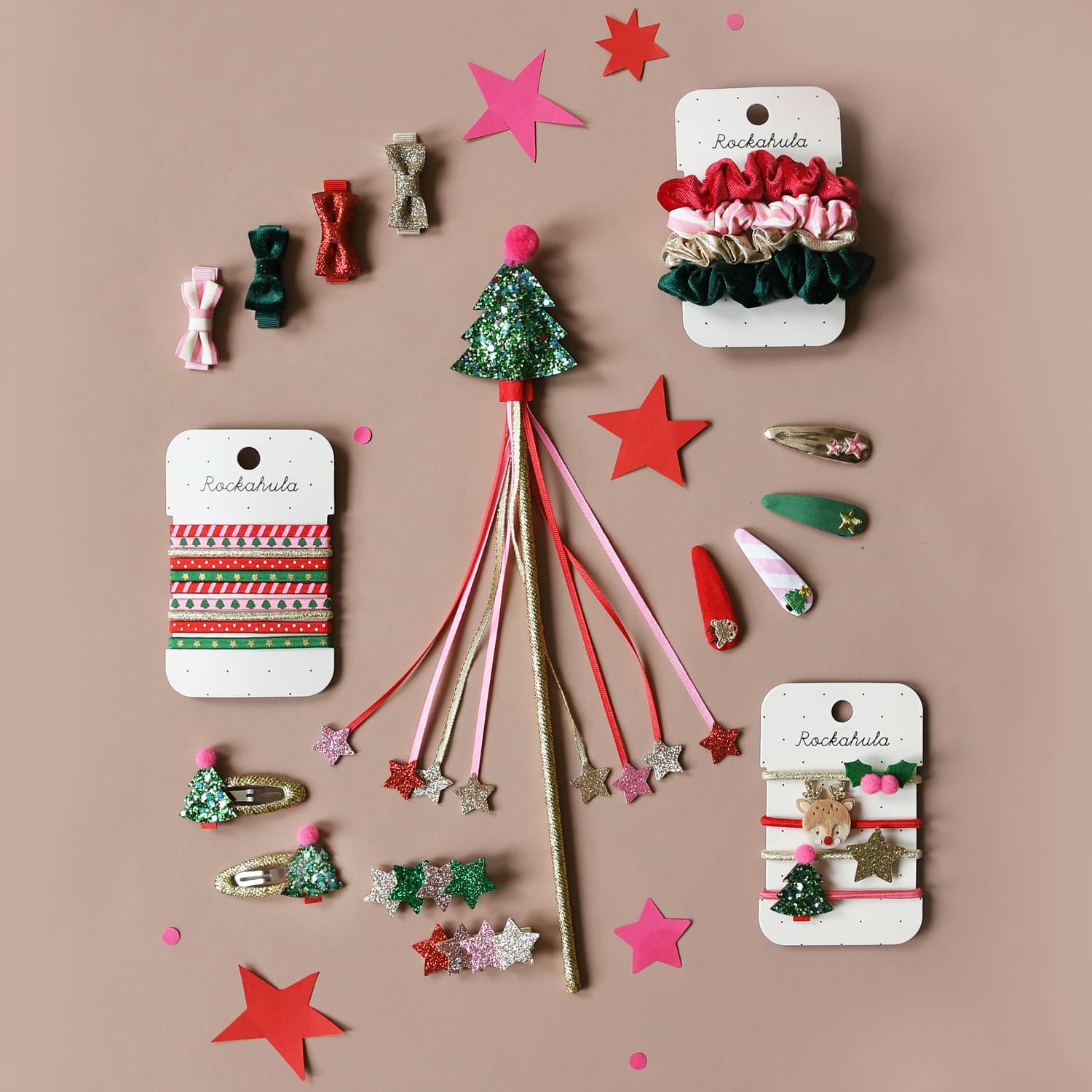 Sparkly Star Hair Clips Christmas Festive