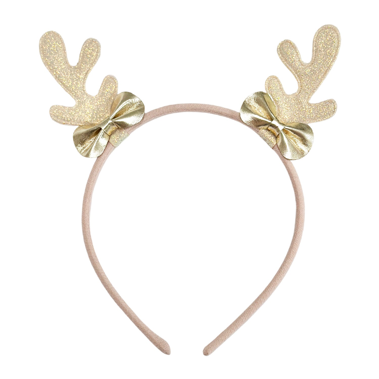 Christmas Headband, Golden Reindeer with Bows