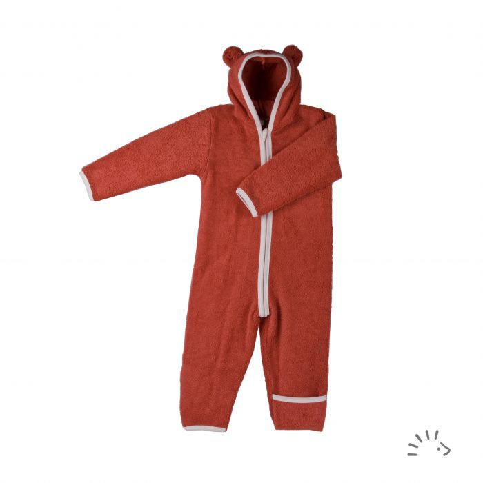 Red organic cotton terry hooded tracksuit