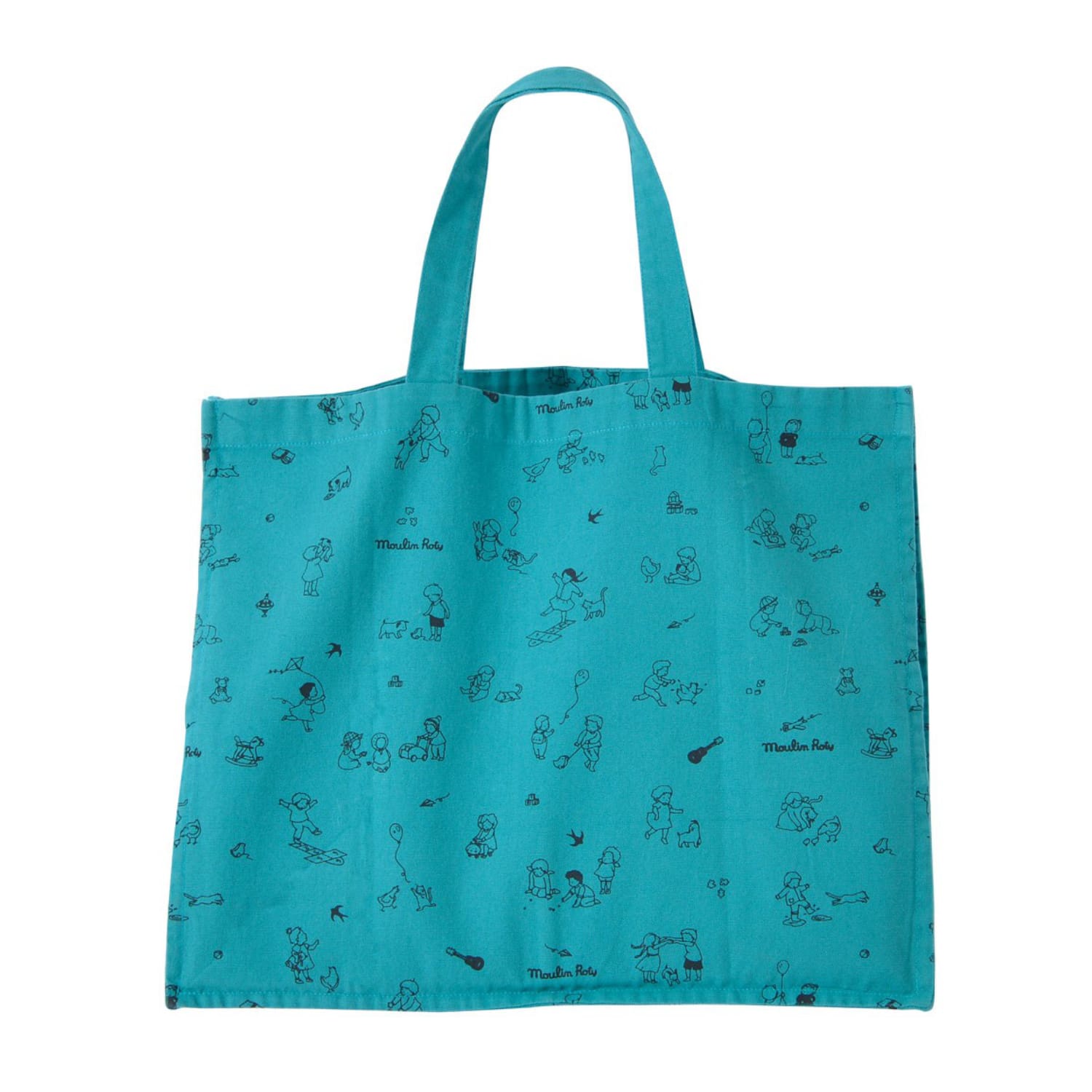 Borsa Grande Moulin Roty, Spessa e Resistente in Cotone Bio Blu
