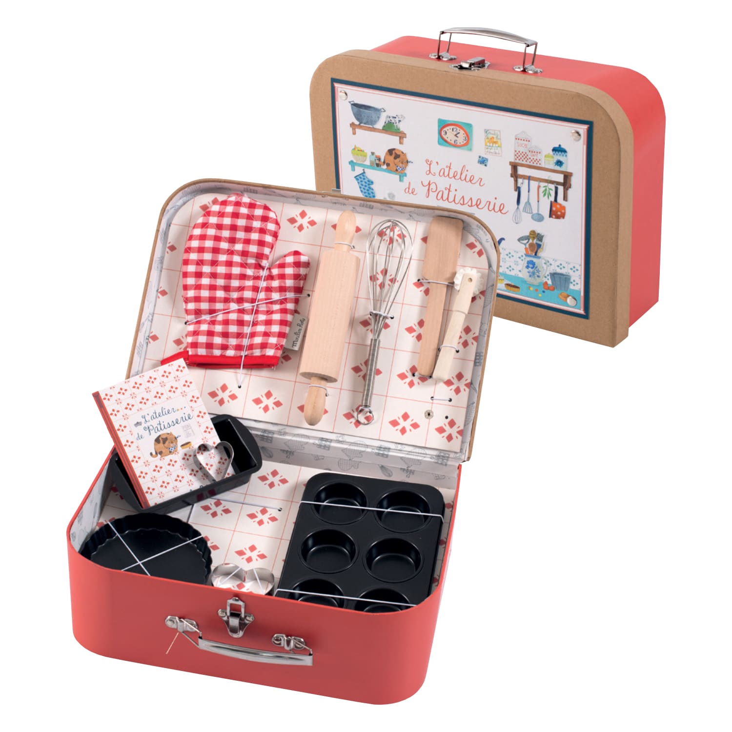 Moulin Roty Valigetta del Pasticciere, 11 accessori, Les Jouets d'Hier