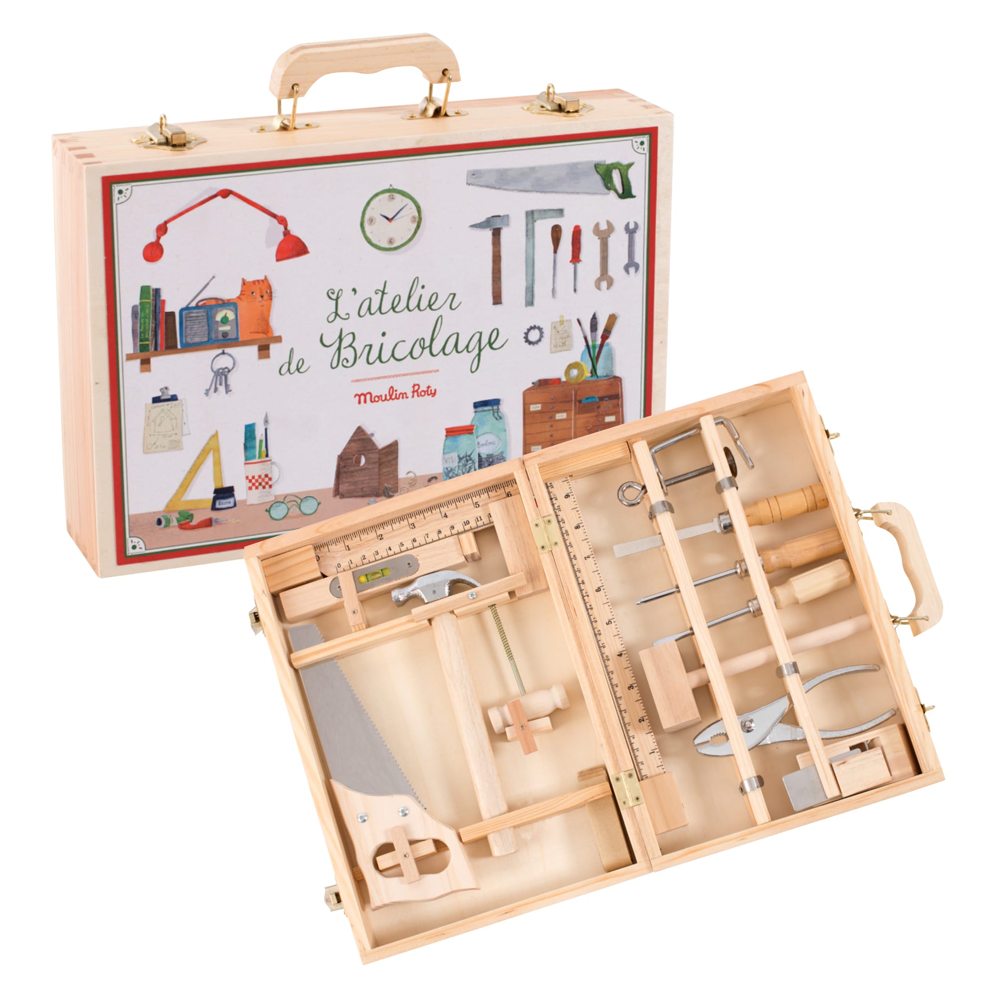 Moulin Roty Valigetta Grande l'Atelier Bricolage 14 Attrezzi Bambini Les Jouets d'Hier 710412