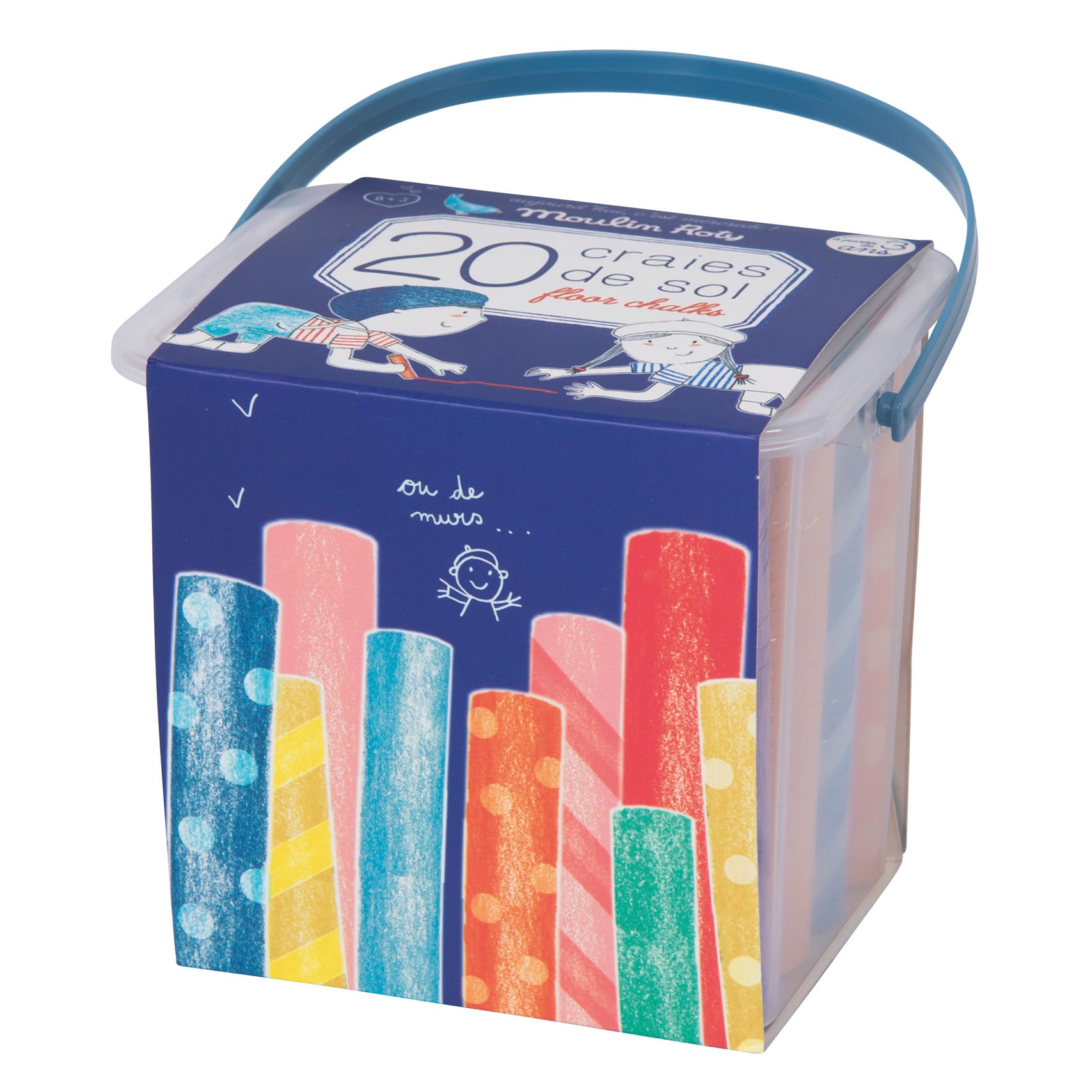 Secchiello 20 Gessetti Grandi Maxi Giganti da Pavimento | Moulin Roty 713135