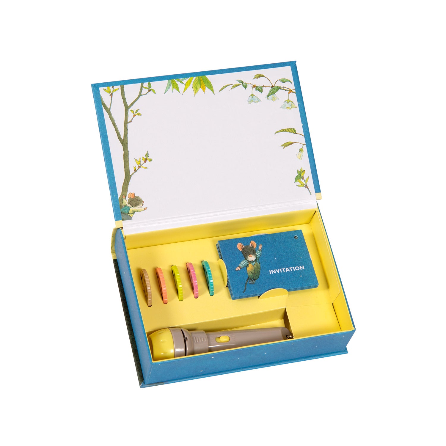 Moulin Roty | Cofanetto Lampada Proietta Storie, La famiglia topini