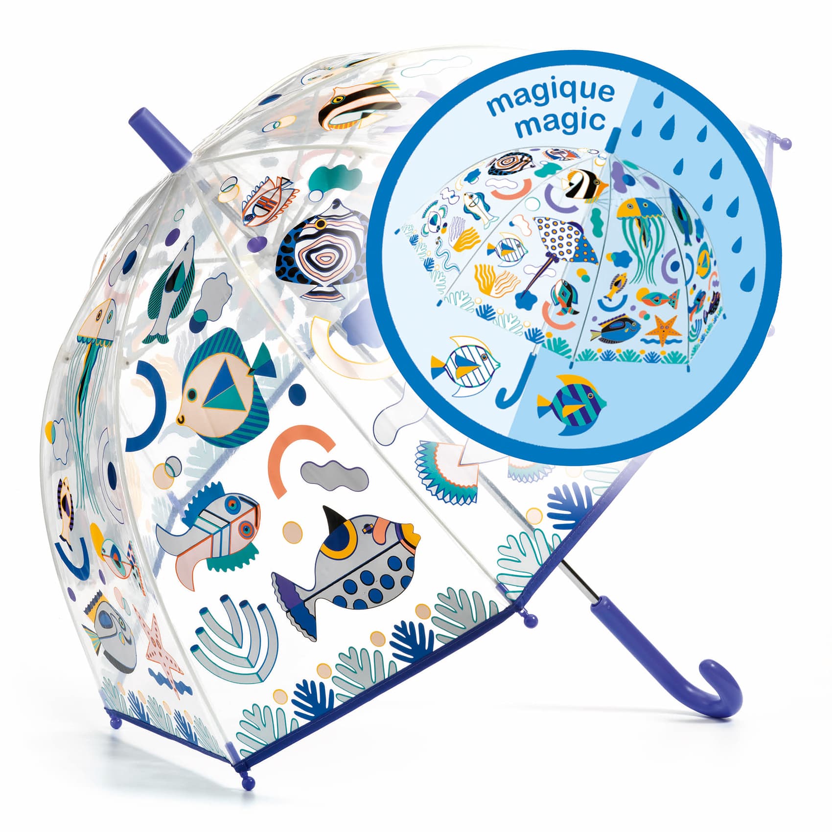 Ombrello Per Bambini Esschert KG257 A Forma Di Animali Marini - Trasparente, Automatico - Foto 5
