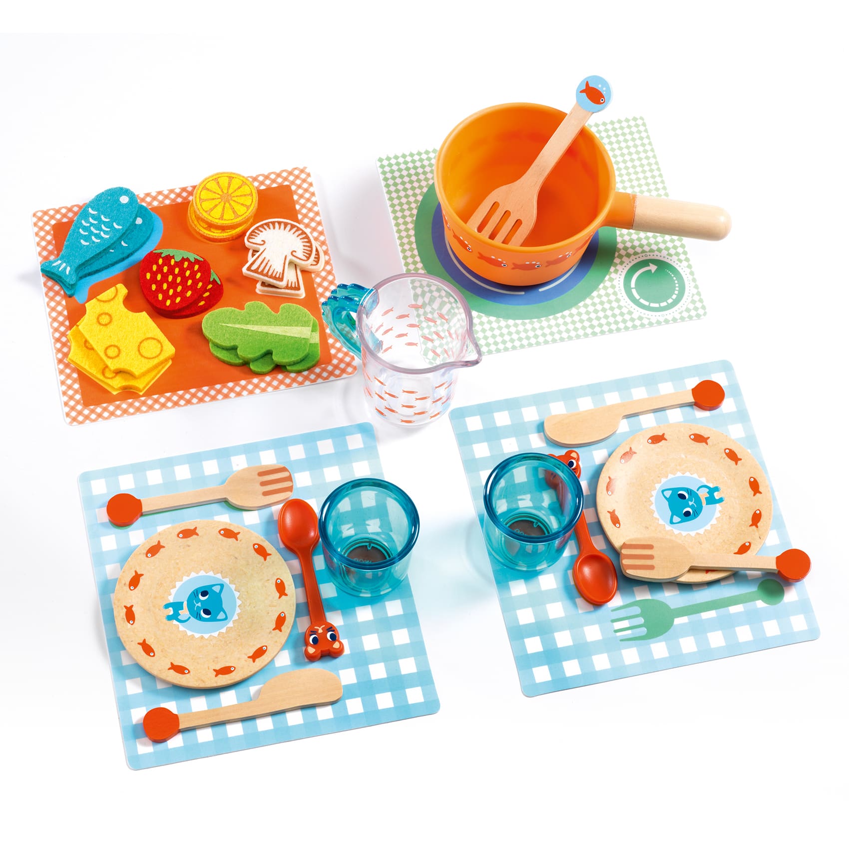 Djeco | Set pranzo, 29 pezzi, A tavola con i gatti DJ06547