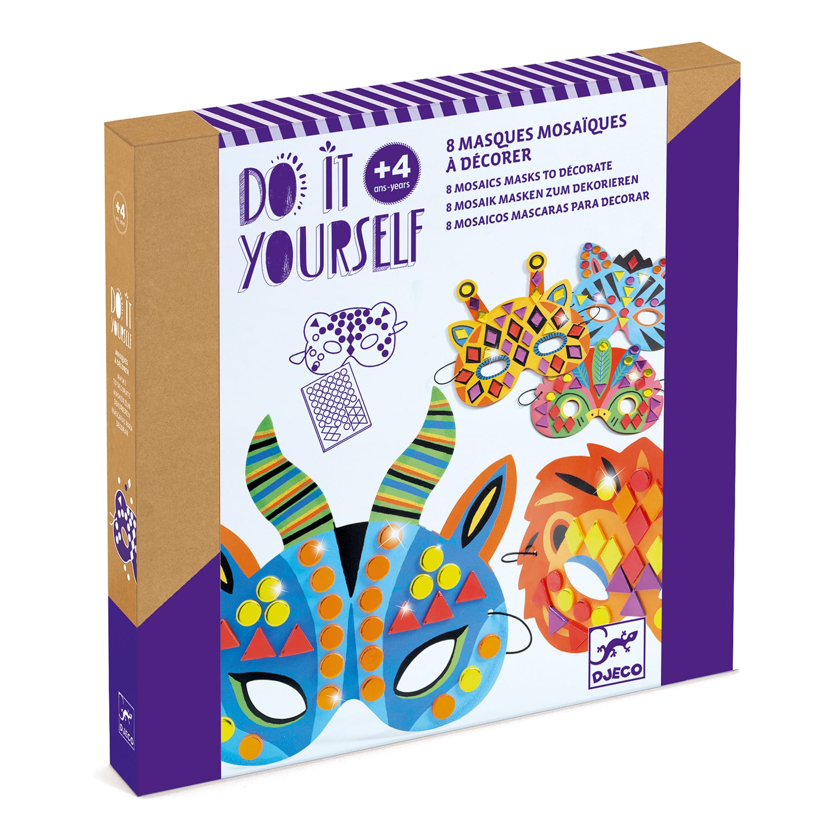 Djeco Crea Maschere Mosaici, Animali Giungla, Kit Fai da Te DJ07900