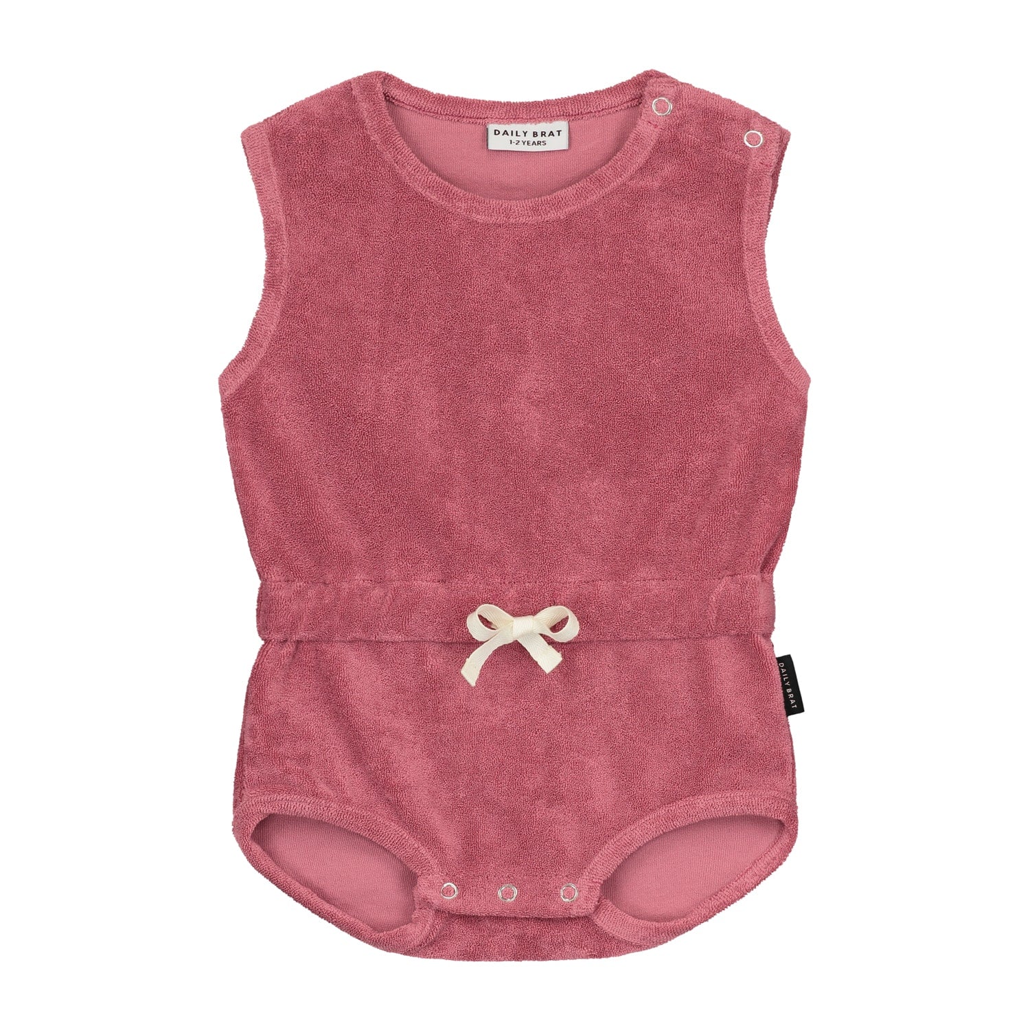 Daily Brat Faded Rose Organic Cotton Terry Romper for Girls
