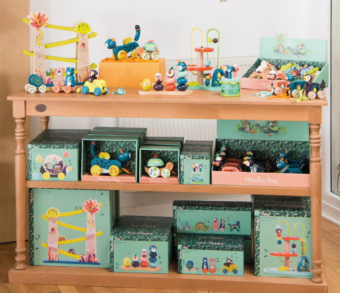 Dans la Jungle, Moulin Roty, Collezione in Legno di Giochi per Neonati