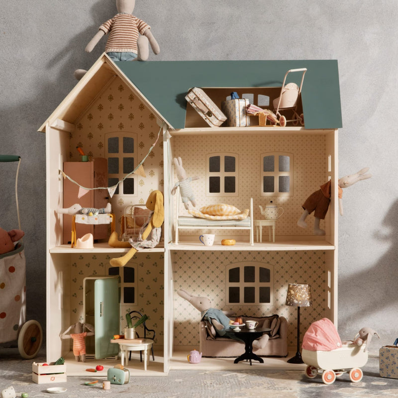Maileg casa delle bambole in legno, House of miniature Collection con mobile e accessori per topi e conigli