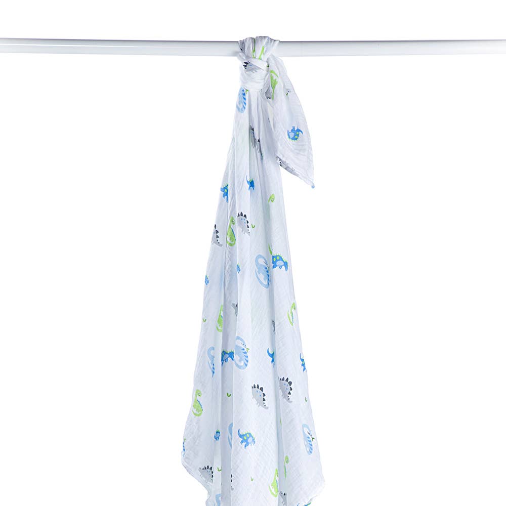 Muslin Cotton Baby Swaddle Blanket 120x120cm, Dinosaurs