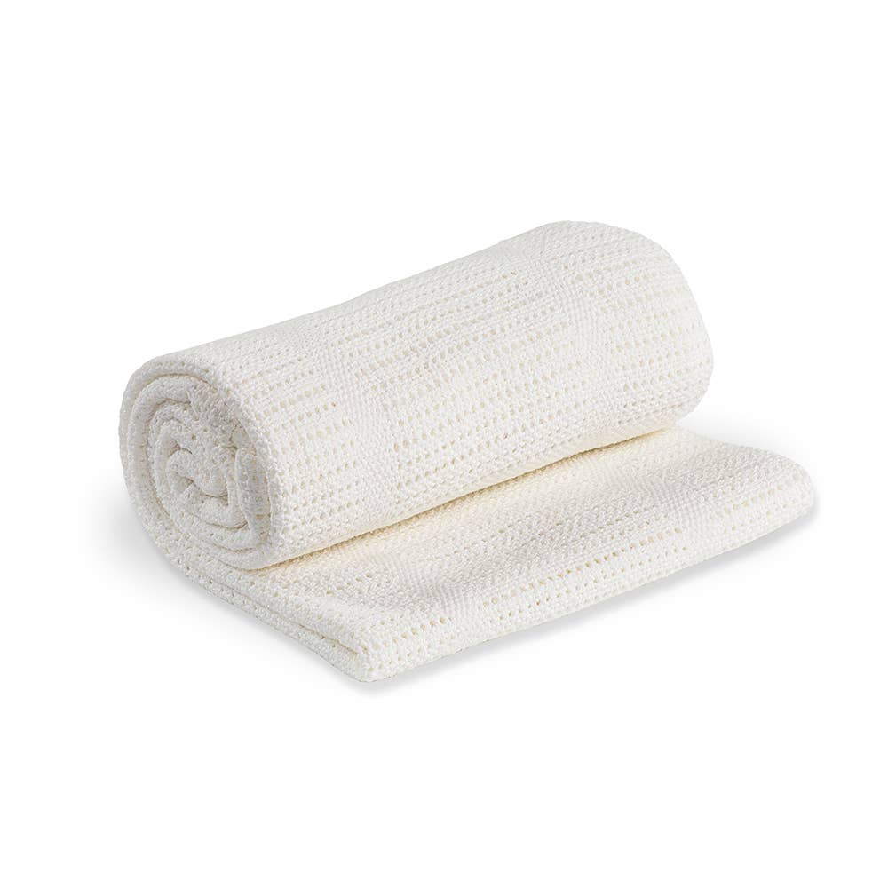 Copertina per neonati in cotone a nido d'ape – Bianco (100cm x 80cm)