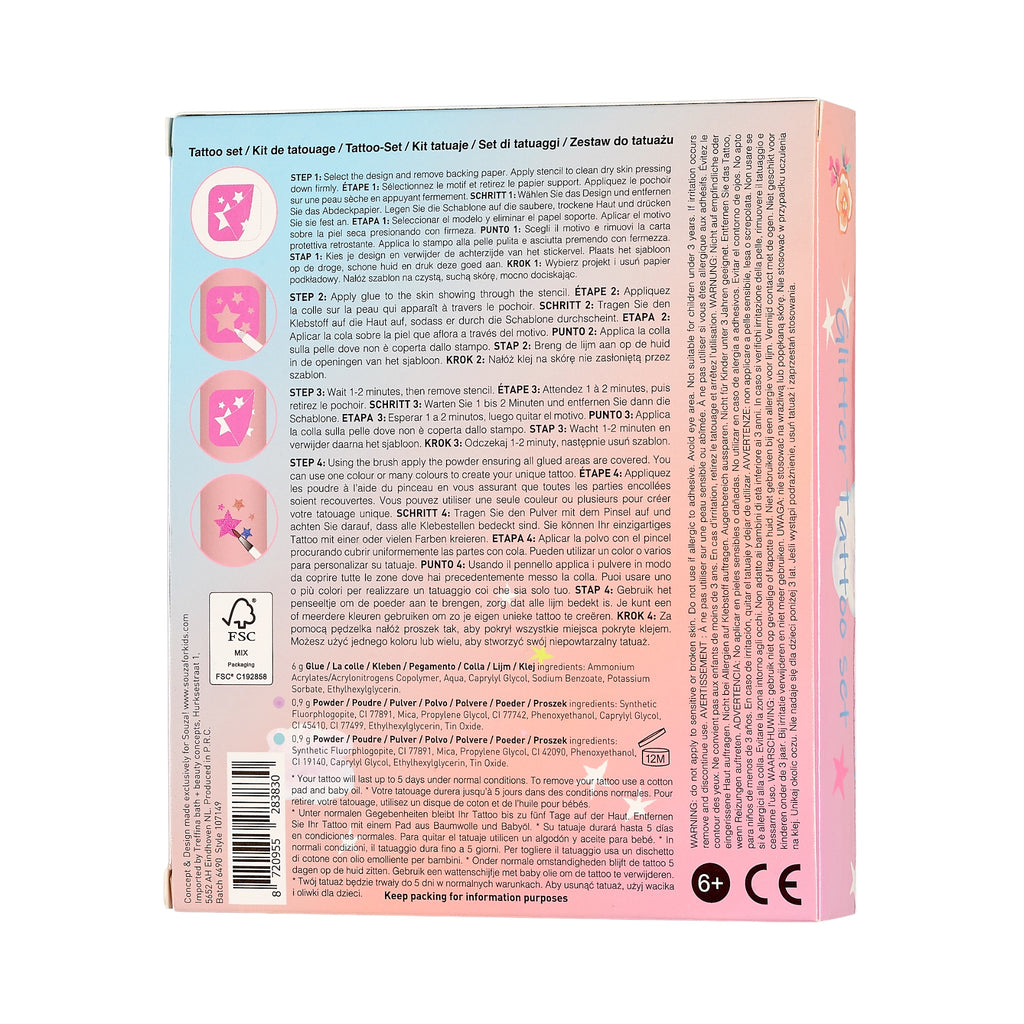 Set tatuaggi glitterati Unicorno