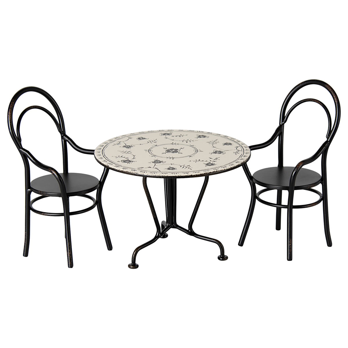 Dining table with 2 miniature chairs
