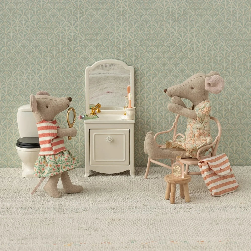 Toothbrush set in bag, Mouse - Coral stripe