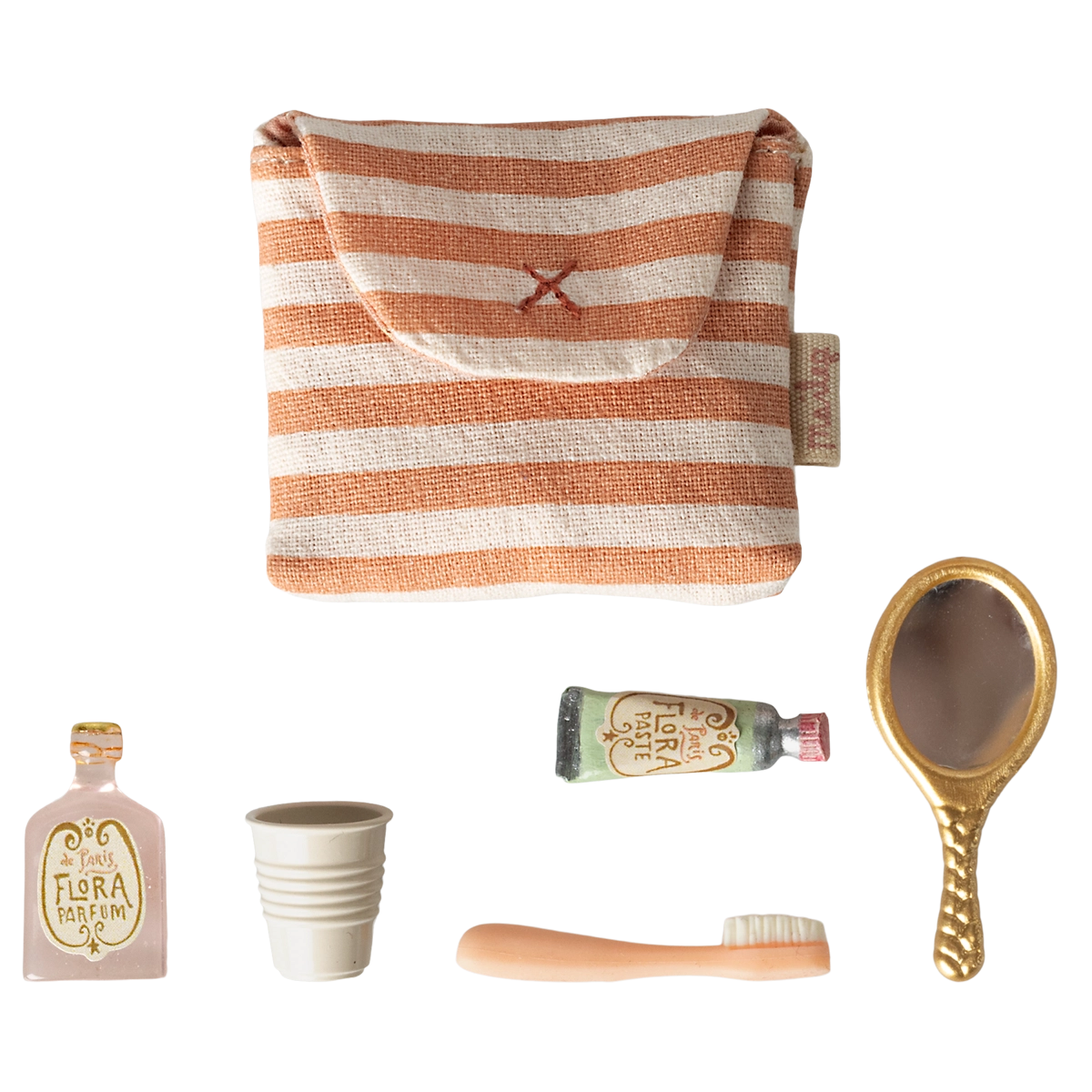 Set accessori bagno in borsa, Topo – Rosso