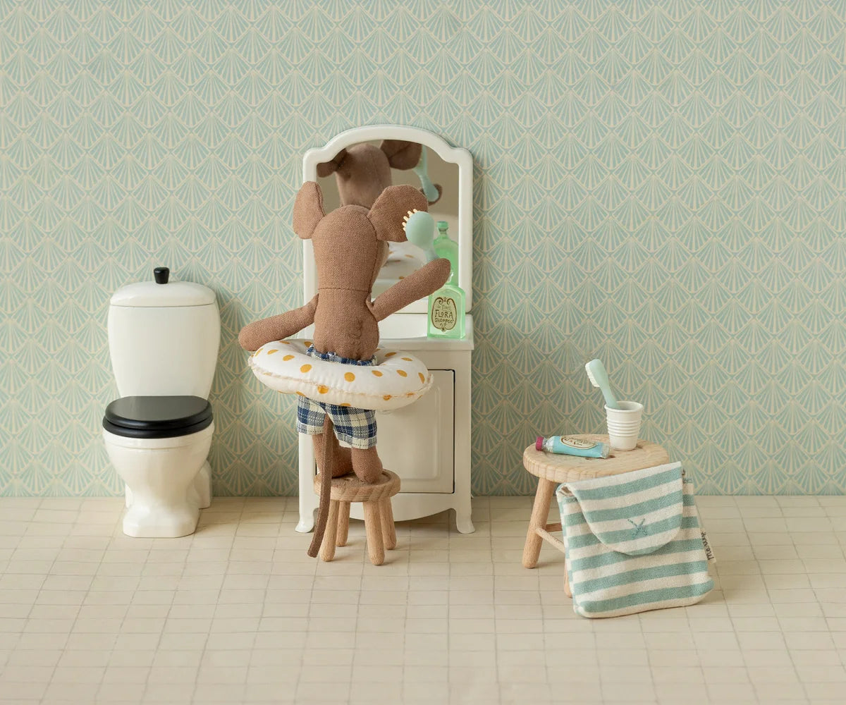 Toothbrush set in bag, Mouse - Blue stripe