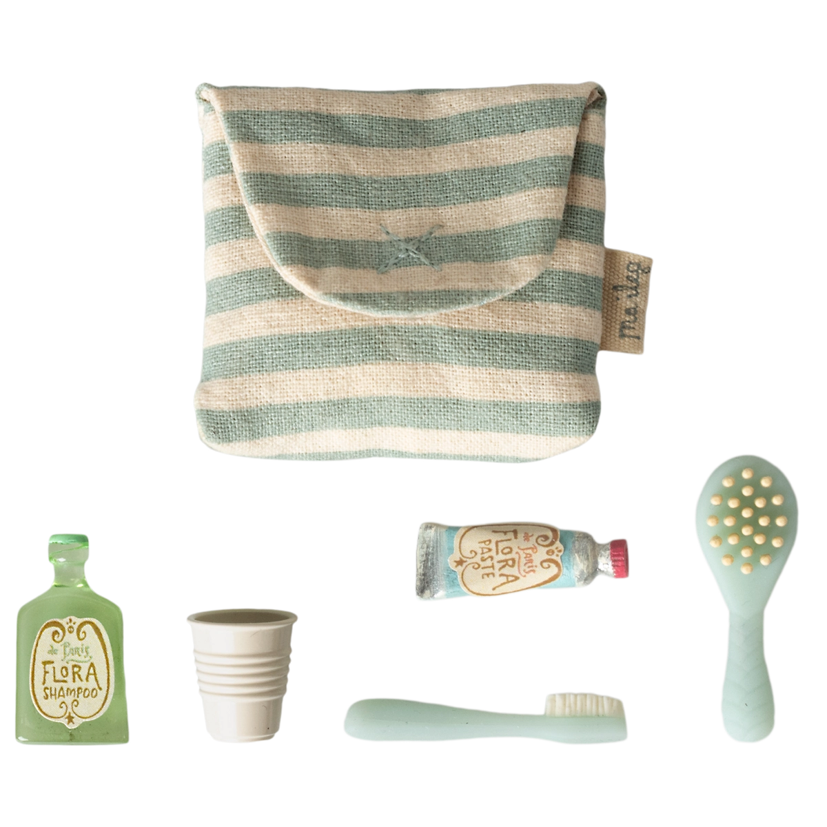 Set accessori bagno in borsa, Topo – Blu