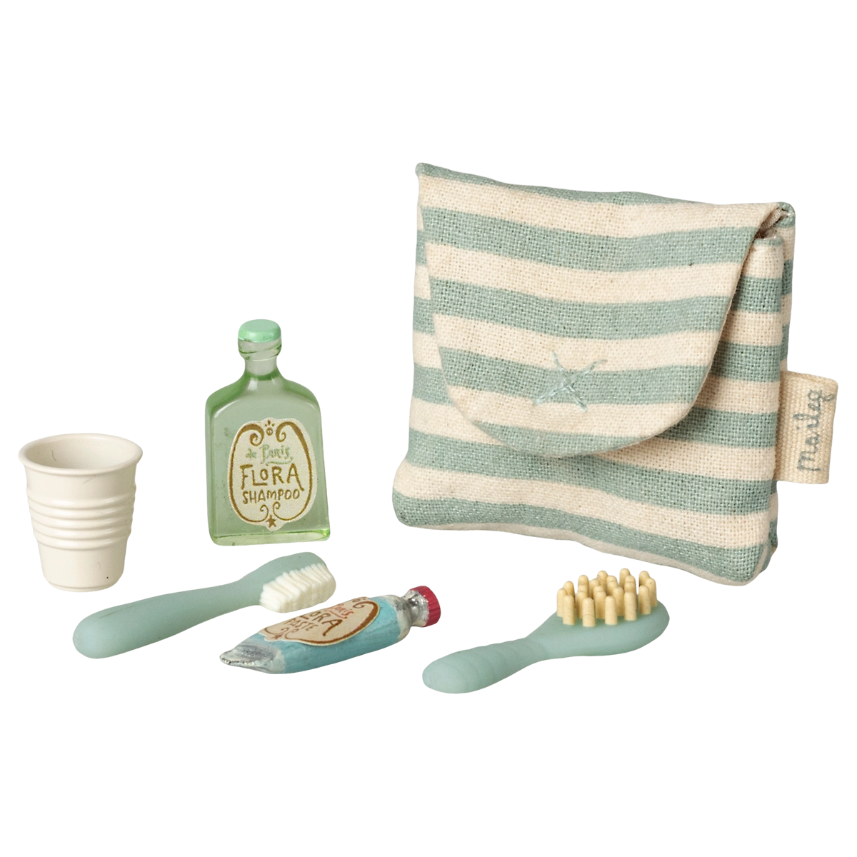 Set accessori bagno in borsa, Topo – Blu