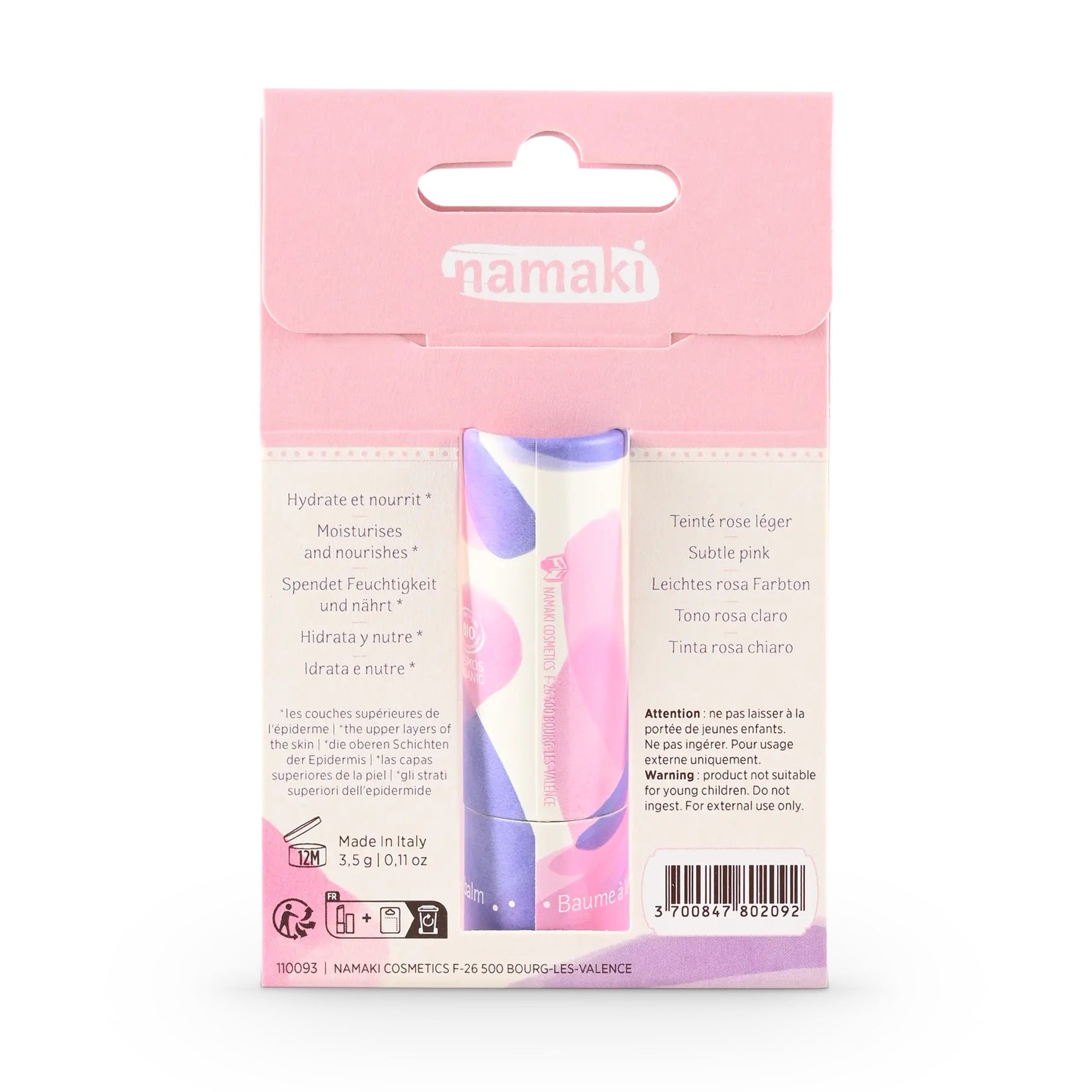Balsamo labbra idratante bio, Rosa lampone