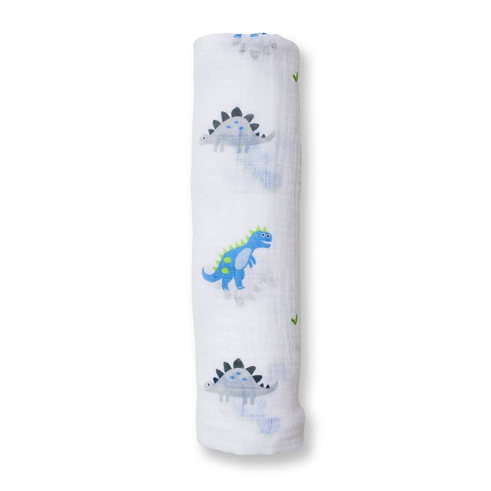 Muslin Cotton Baby Swaddle Blanket 120x120cm, Dinosaurs