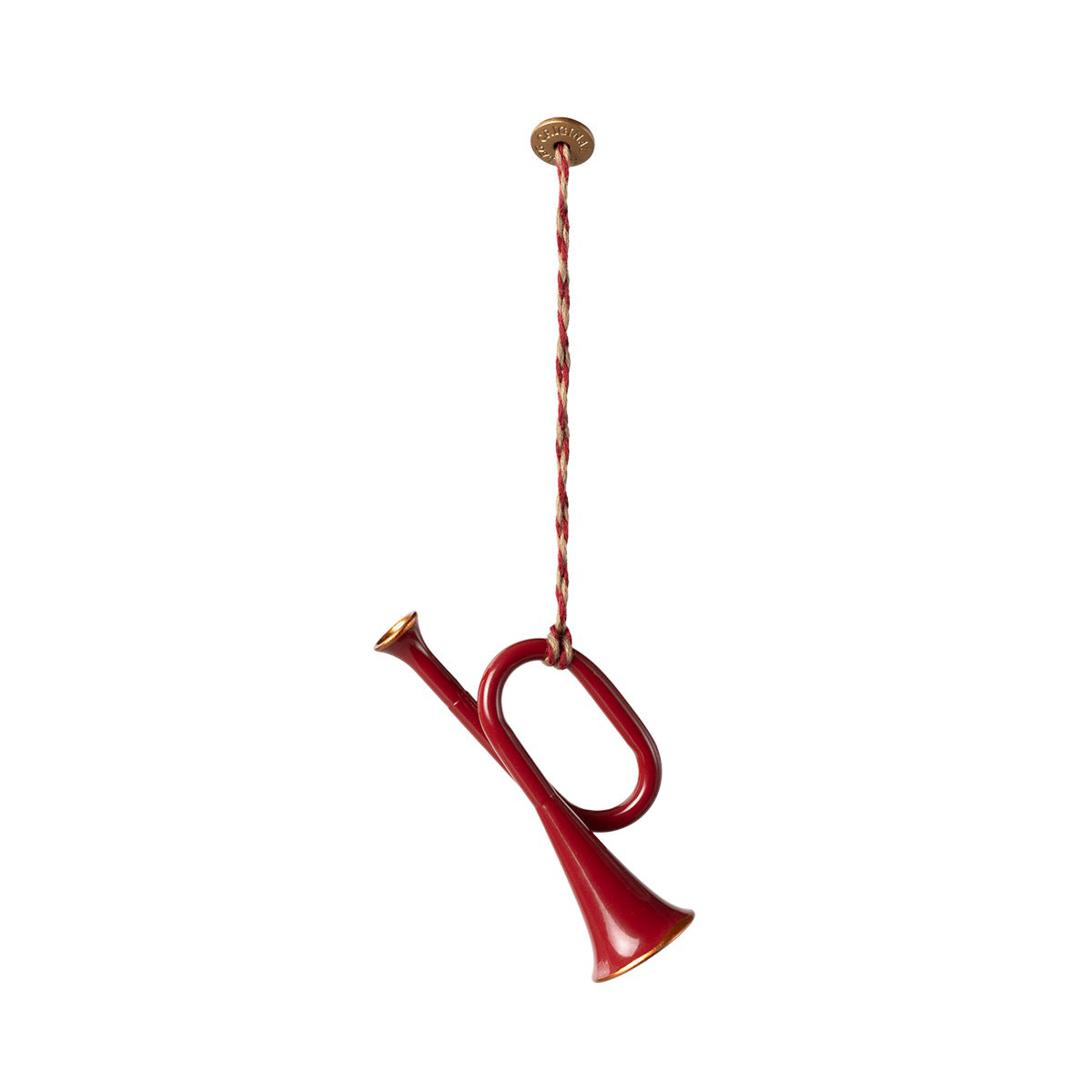 Metal Christmas Ornament, Trumpet - Red