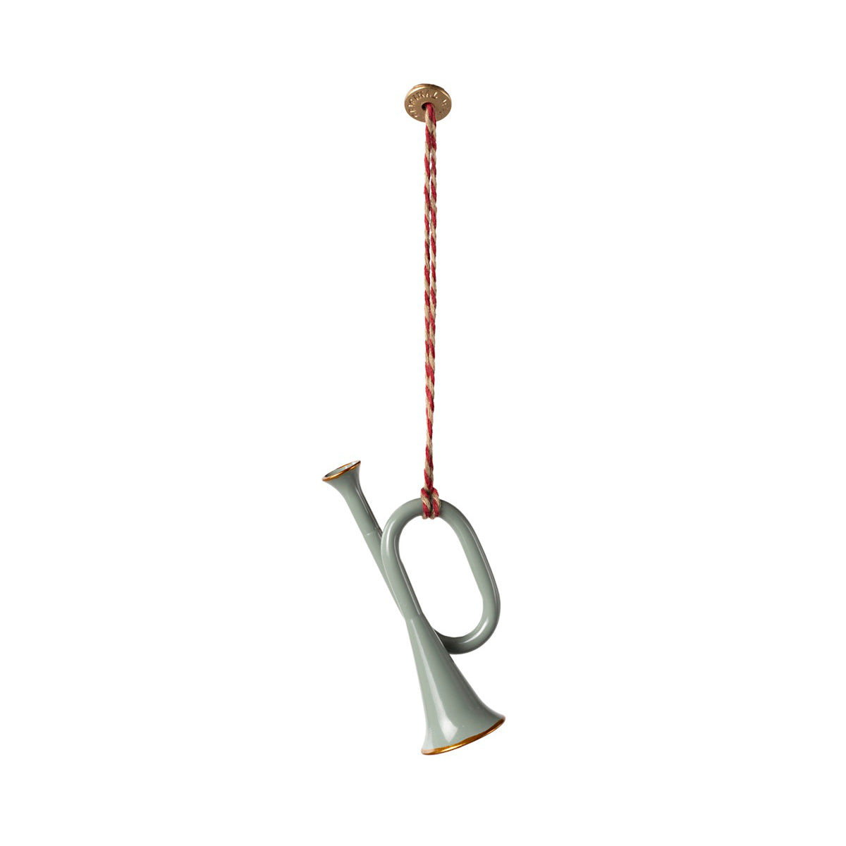 Metal Christmas Ornament, Trumpet - Mint