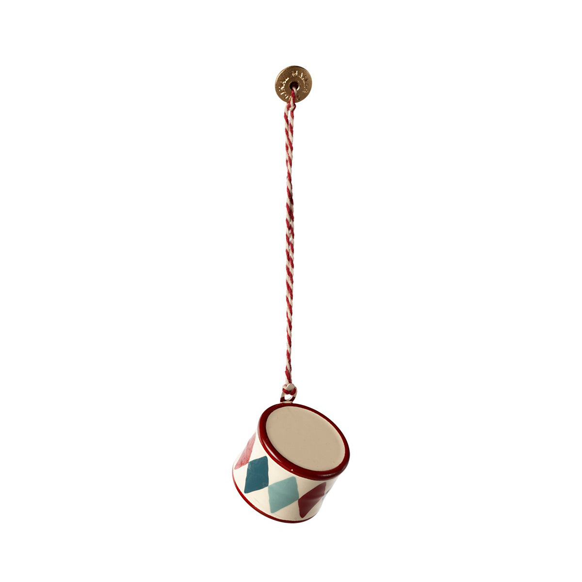 Christmas Ornament Metal, Small Drum - Red class.