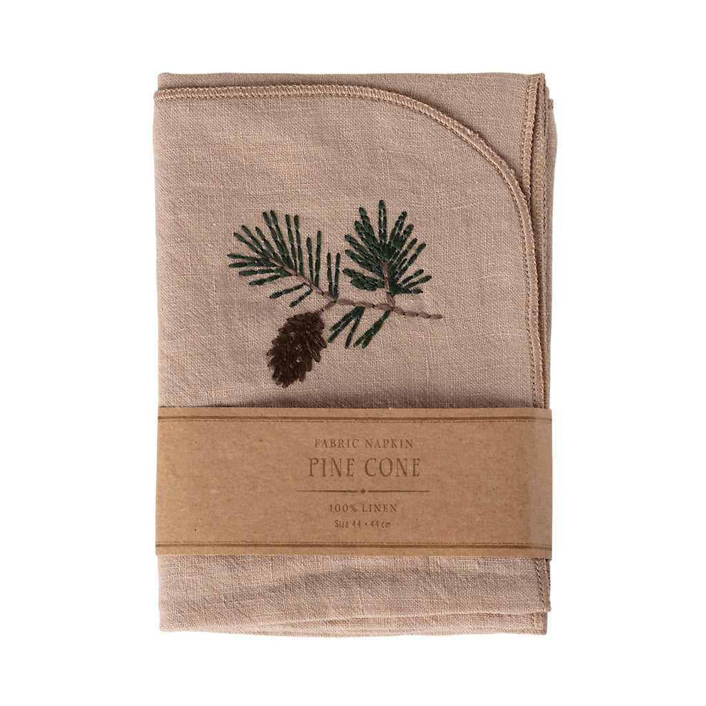 Tovagliolo ricamato in lino - Natale, Pigna