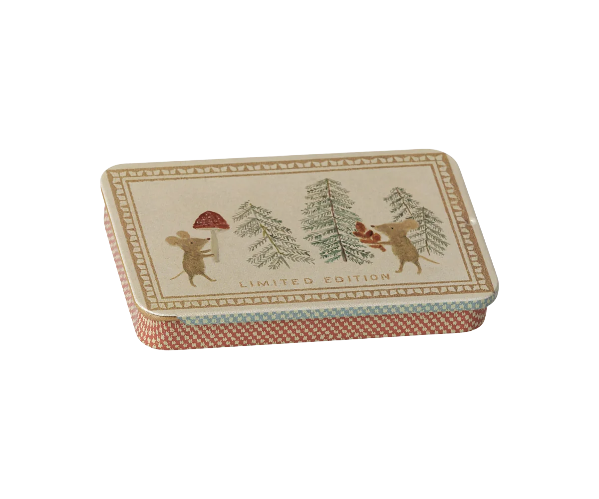 Boîte en métal coulissante, Souris de Noël