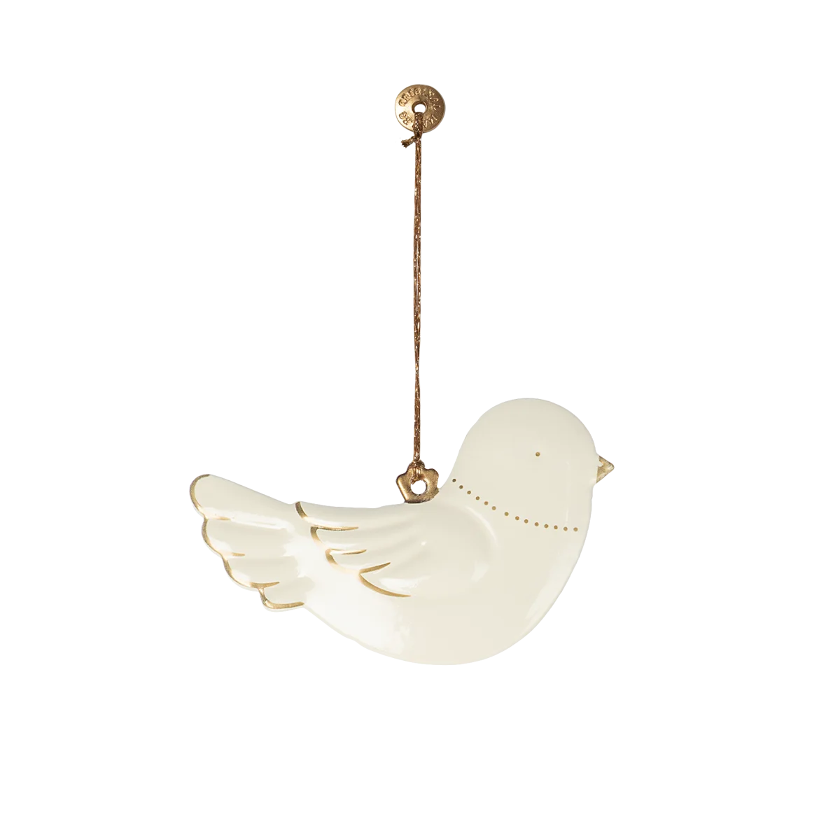 Ornement en métal, Oiseau - Blanc cassé/Or