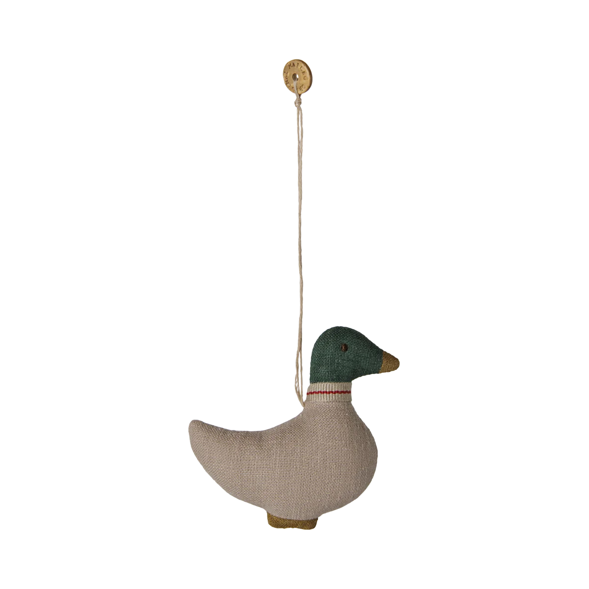 Ornement en tissu, Canard - Vert/sable
