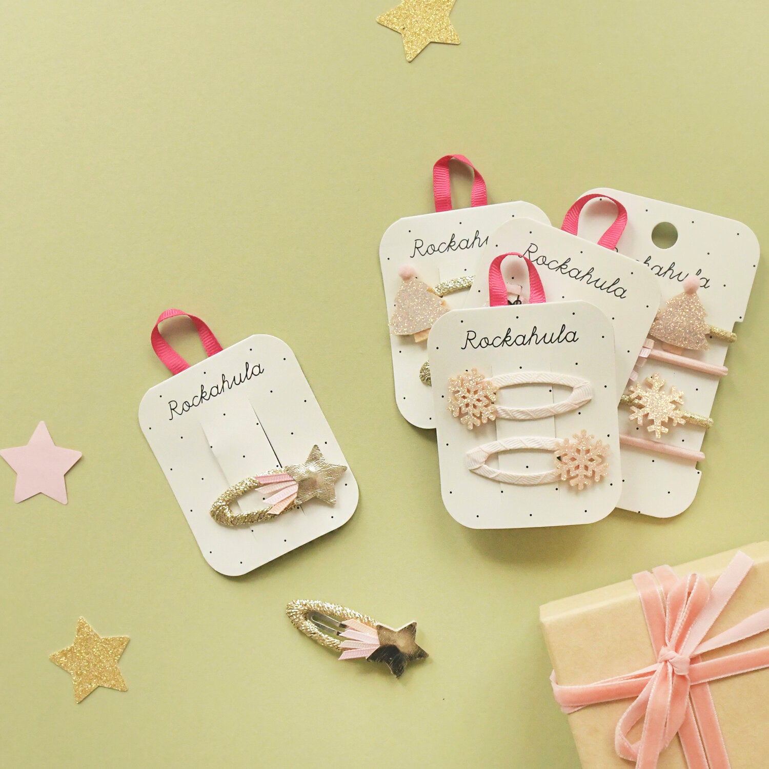 Fermagli per capelli bambini, Albero di Natale rosa | Rockahula